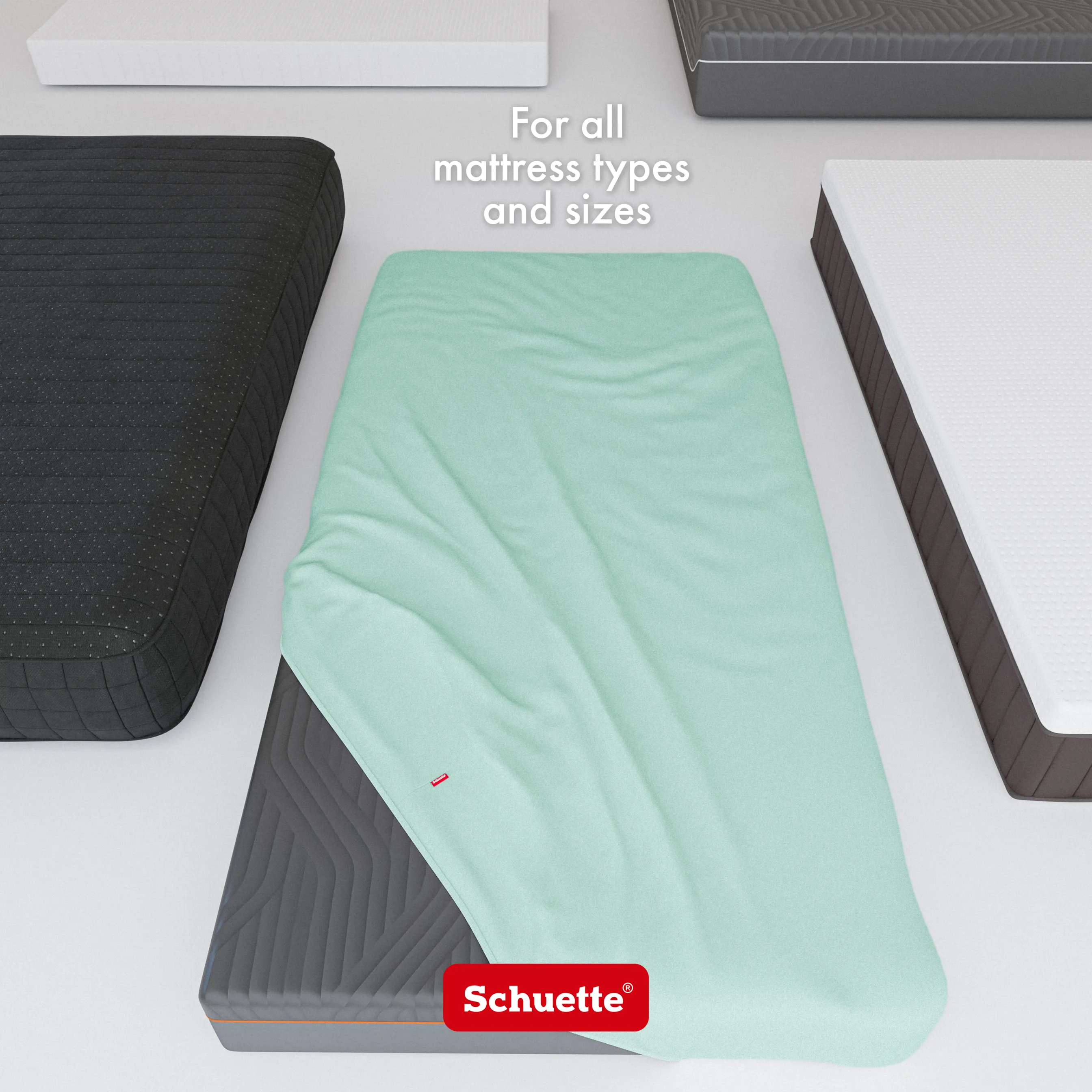 Schuette® Spannbettlaken • 200 x 220 • Wow! Kollektion: Icy Tiff (Pastelltürkis) • 100% Superfluff Baumwolle, Blickdicht, Faltenfrei • mit Rundumgummi • Matratzenhöhe bis 30 cm