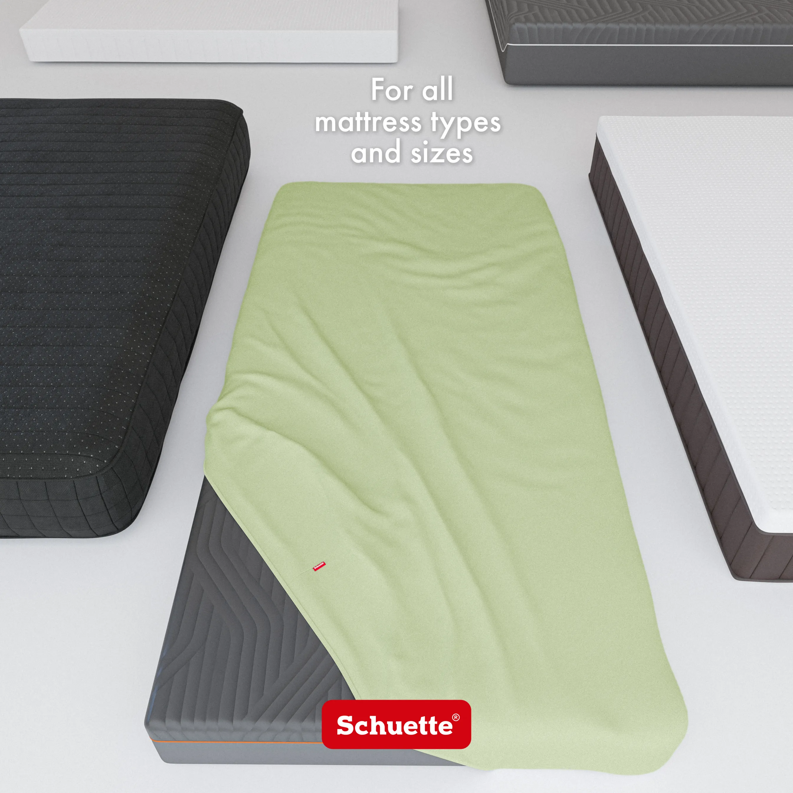 Schuette® Spannbettlaken • 120 x 200 • Wow! Kollektion: Pistachio Scoop (Pastellgrün) • 100% Superfluff Baumwolle, Blickdicht, Faltenfrei • mit Rundumgummi • Matratzenhöhe bis 20 cm