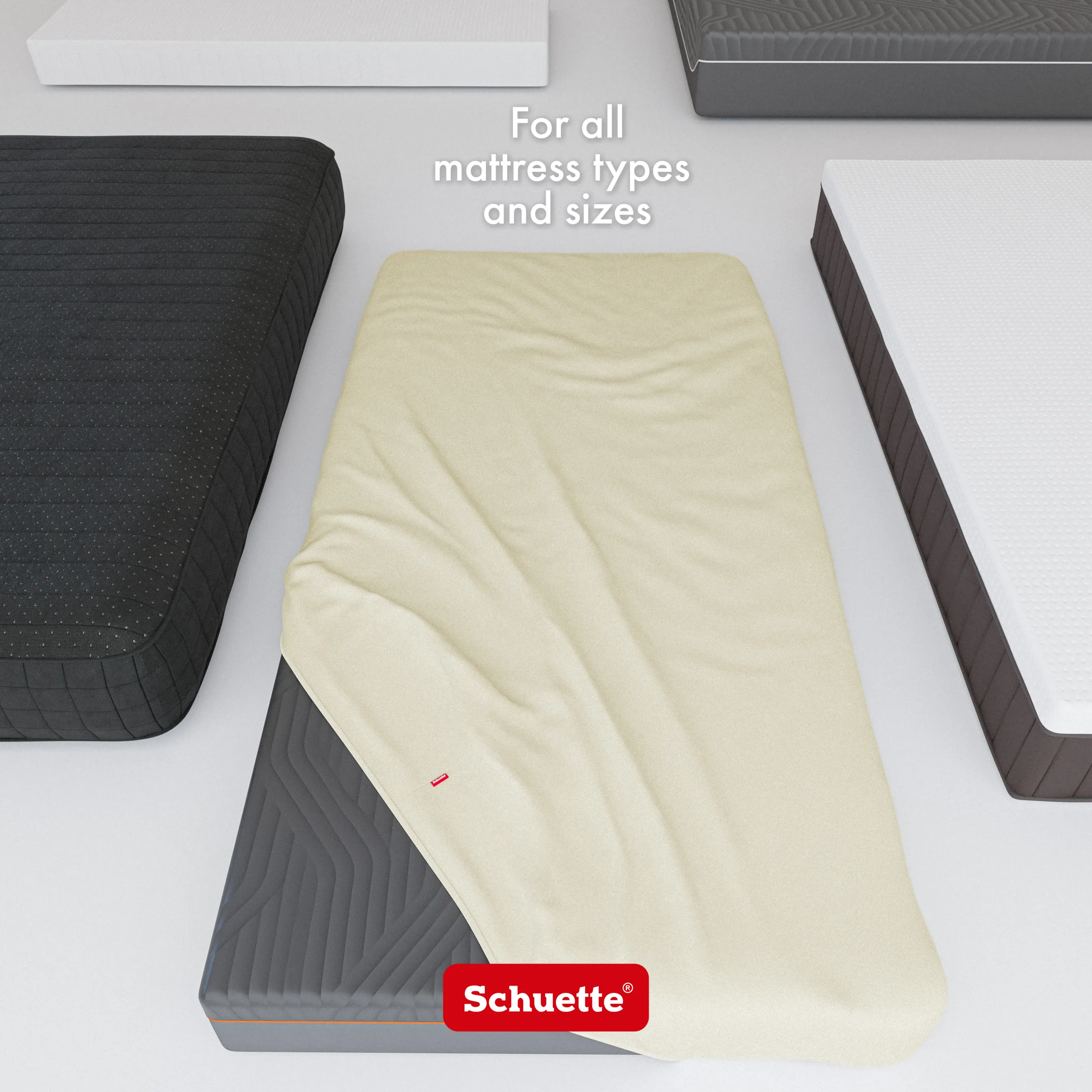 Schuette® Spannbettlaken • 200 x 200 • Wow! Kollektion: Almond Cream (Ecru) • 100% Superfluff Baumwolle, Blickdicht, Faltenfrei • mit Rundumgummi • Matratzenhöhe bis 20 cm