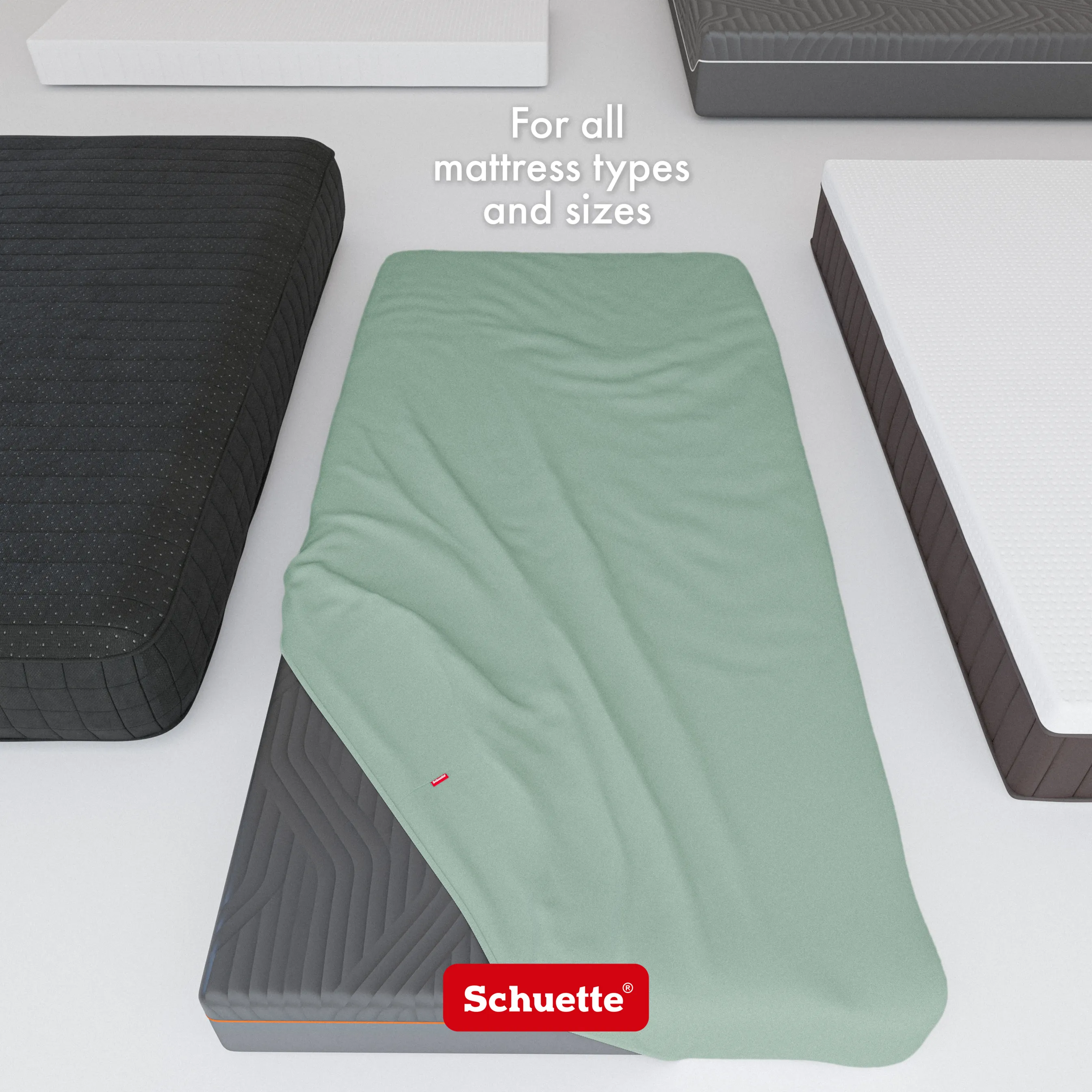 Schuette® Topper Spannbettlaken • 120 x 200 • Wow! Kollektion: Élysées Macarons (Grüngrau) • 100% Superfluff Baumwolle, Blickdicht, Faltenfrei • mit Rundumgummi • Matratzenhöhe bis 10 cm