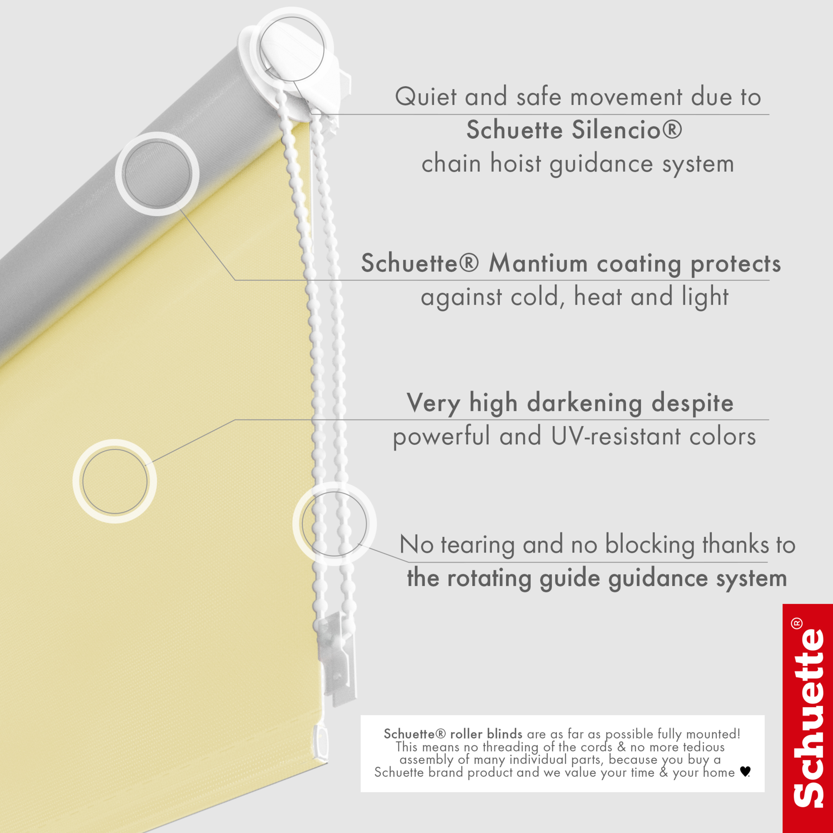Schuette® Verdunkelungsrollo ohne Bohren & mit Bohren 2in1 nach Maß ● Kollektion Thermo Blackout: Sandy Shore (Beige) ● Profilfarbe: Weiß