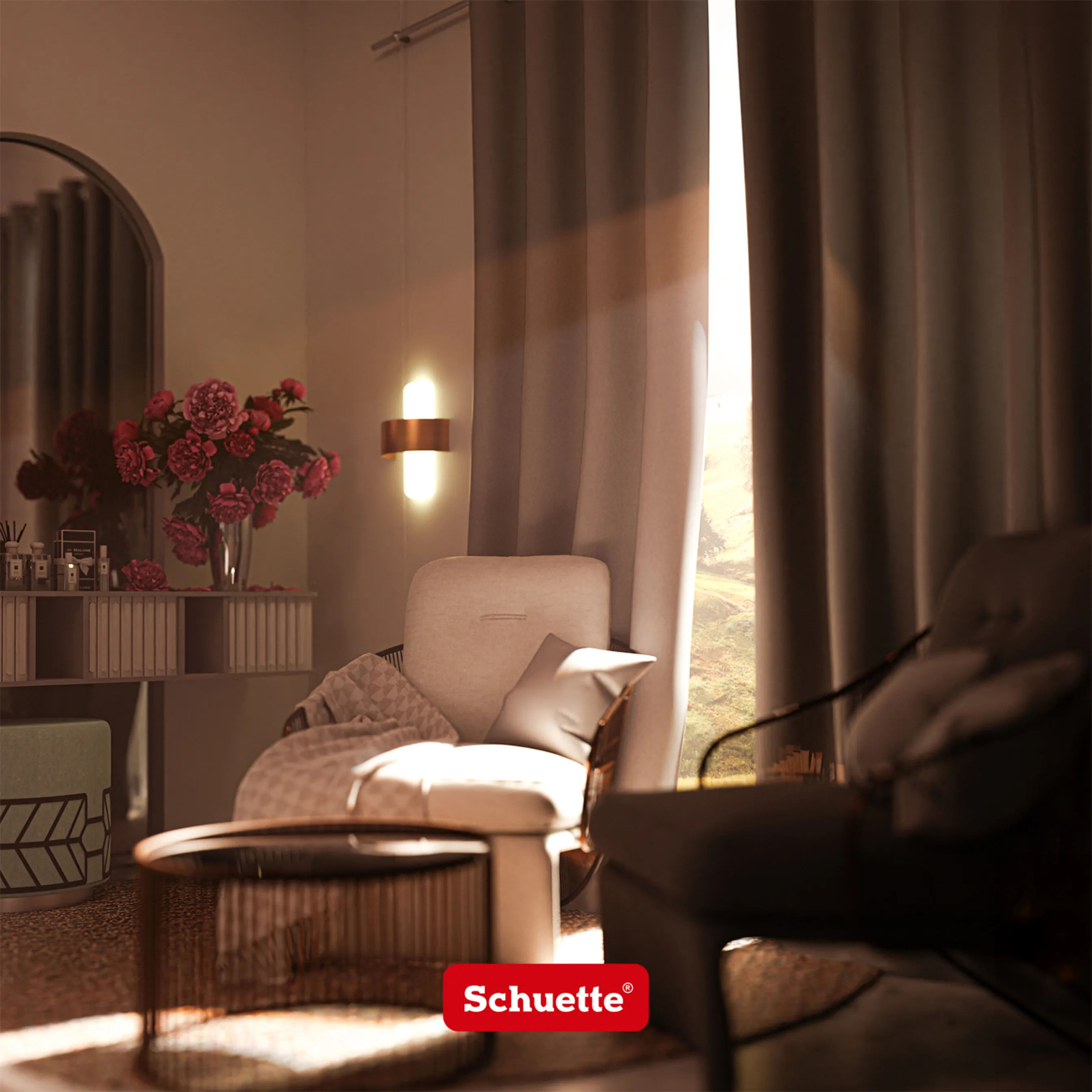 Schuette® Verdunkelungs-Vorhang Gardine mit Tunnelband nach Maß ● Century Black Kollektion: Shadow Touch (Grau) ● 1 Stück ● Knitterfrei Pflegeleicht Thermo Blickdicht & stark Abdunkelnd