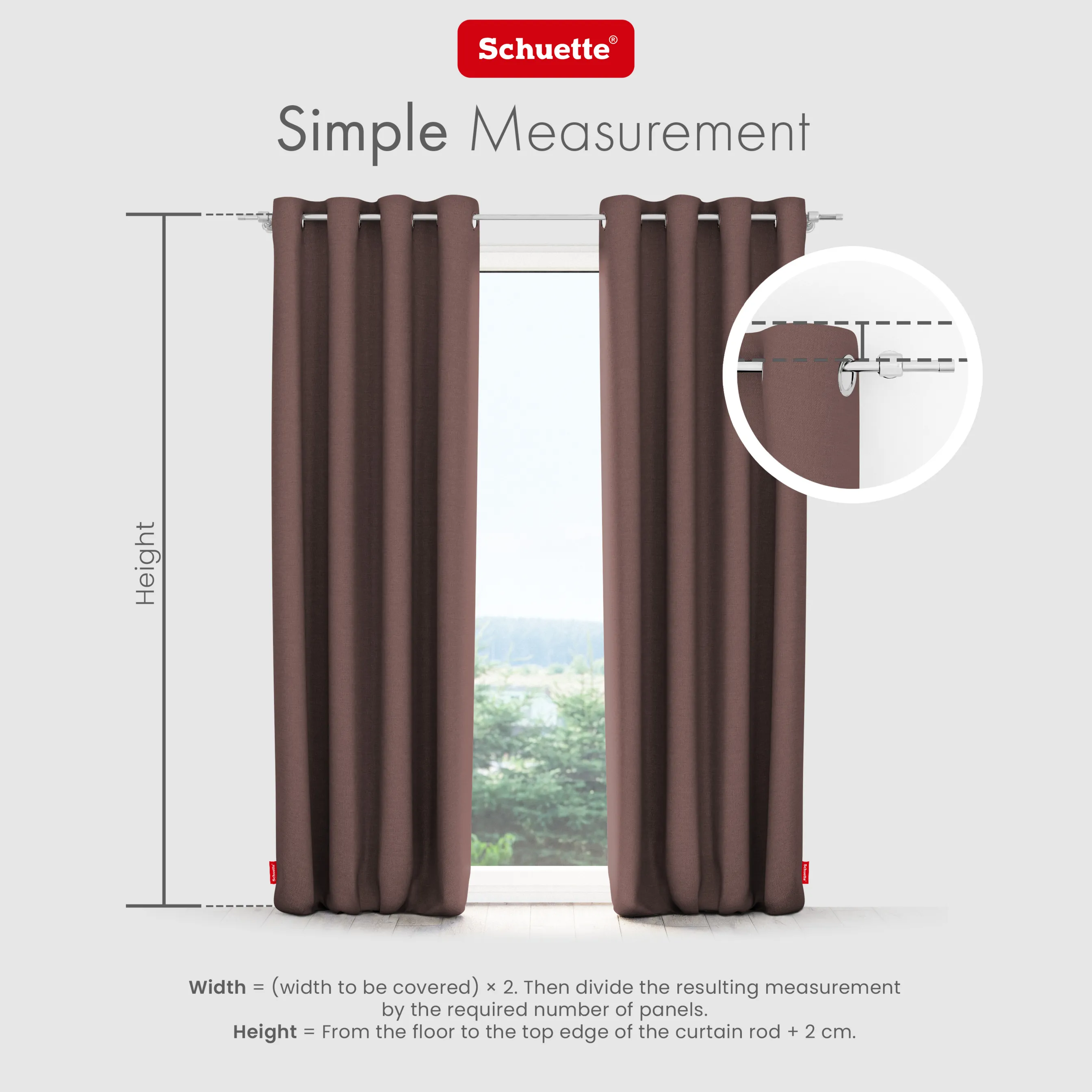 Schuette® Verdunkelungs-Vorhang Gardine mit Ösen nach Maß ● Century Black Kollektion: Deep Walnut (Braun) ● 1 Stück ● Knitterfrei Pflegeleicht Thermo Blickdicht & stark Abdunkelnd