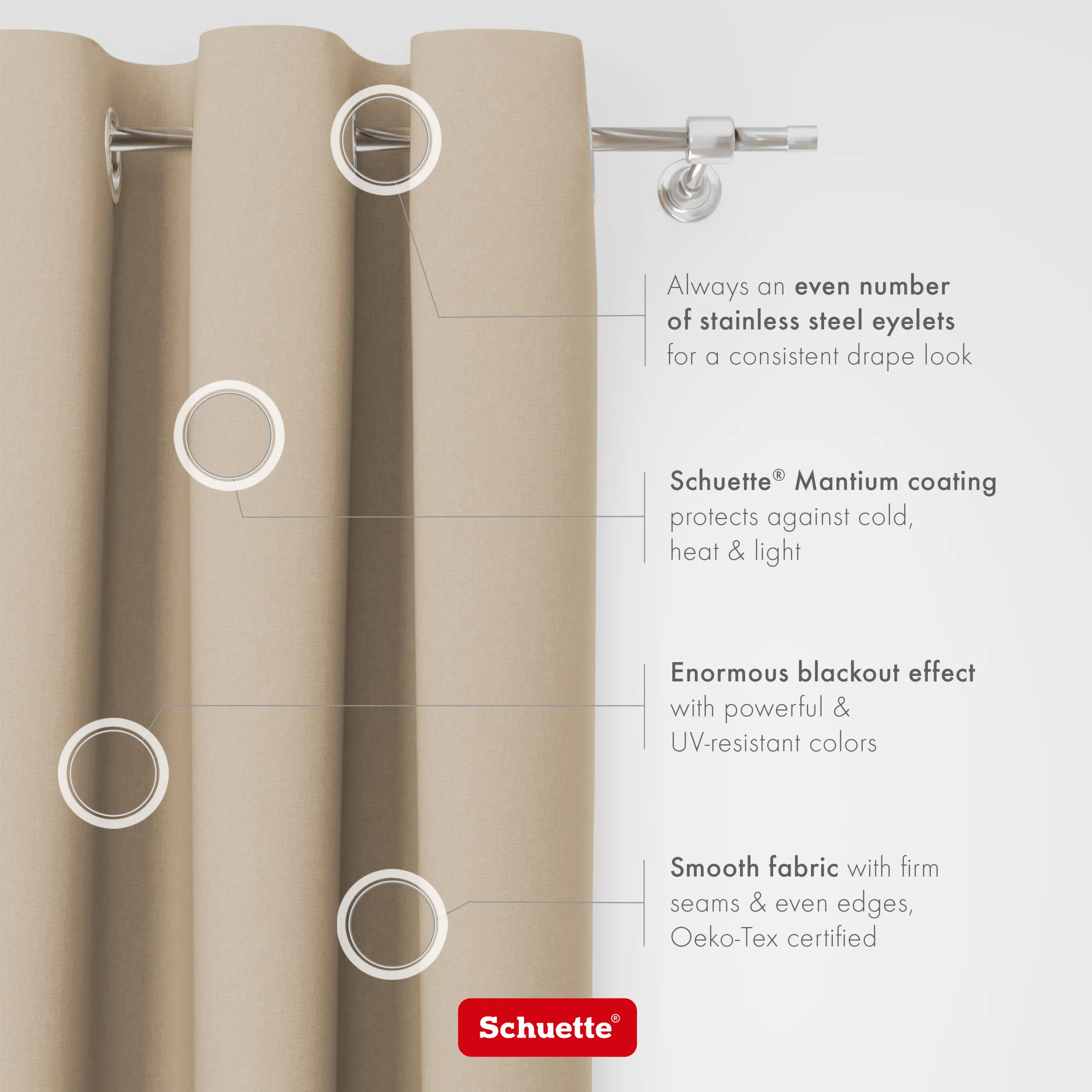 Schuette® Verdunkelungs-Vorhang Gardine mit Ösen nach Maß ● Century Black Kollektion: Safari Trail (Beige) ● 1 Stück ● Knitterfrei Pflegeleicht Thermo Blickdicht & stark Abdunkelnd