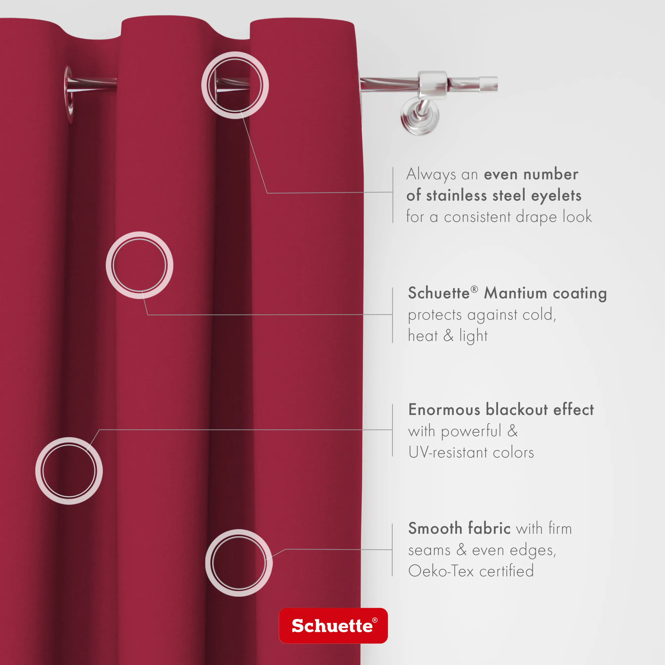 Schuette® Verdunkelungs-Vorhang Gardine mit Ösen nach Maß ● Century Black Kollektion: Fire Dance (Rot) ● 1 Stück ● Knitterfrei Pflegeleicht Thermo Blickdicht & stark Abdunkelnd