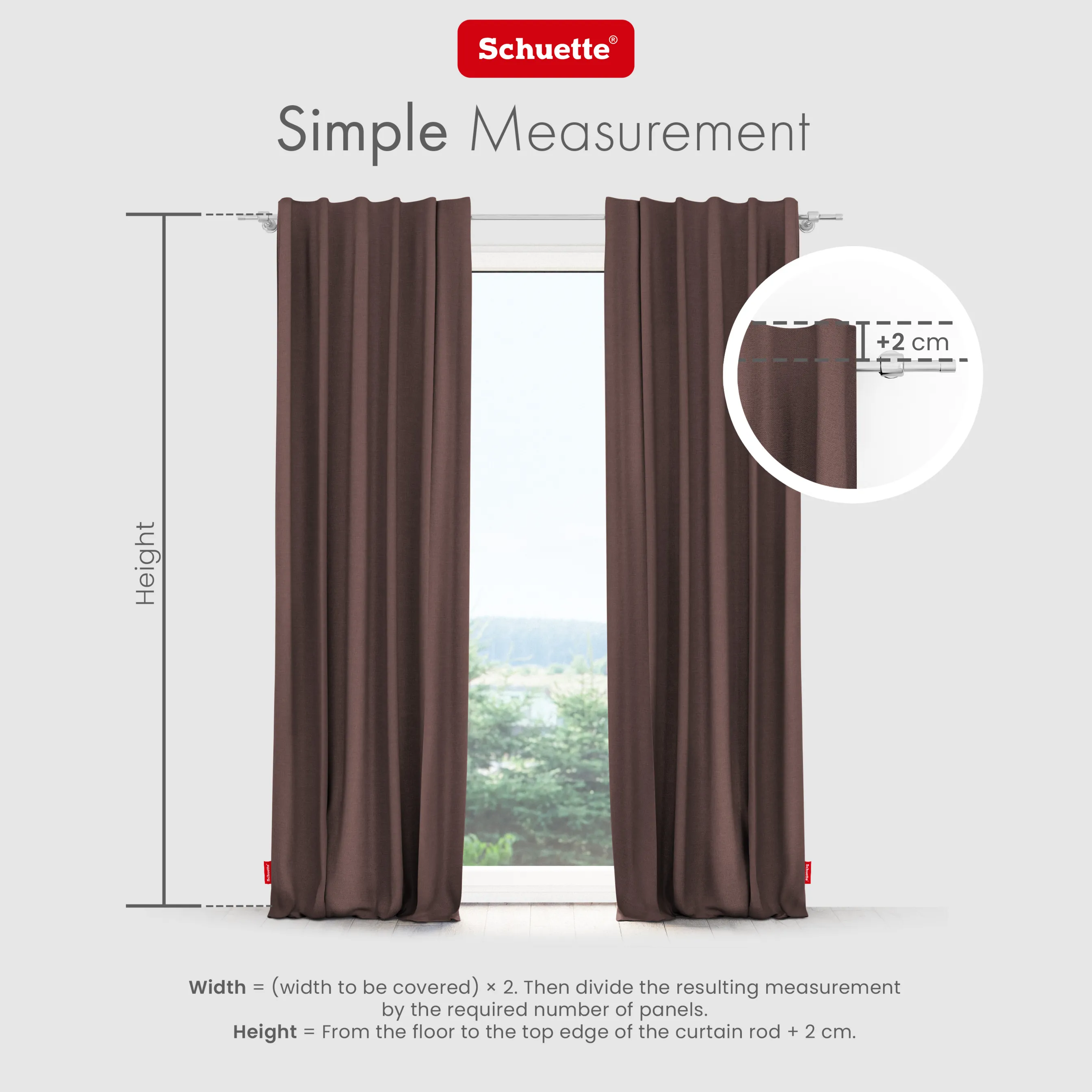 Schuette® Verdunkelungs-Vorhang Gardine mit Tunnelband nach Maß ● Century Black Kollektion: Deep Walnut (Braun) ● 1 Stück ● Knitterfrei Pflegeleicht Thermo Blickdicht & stark Abdunkelnd