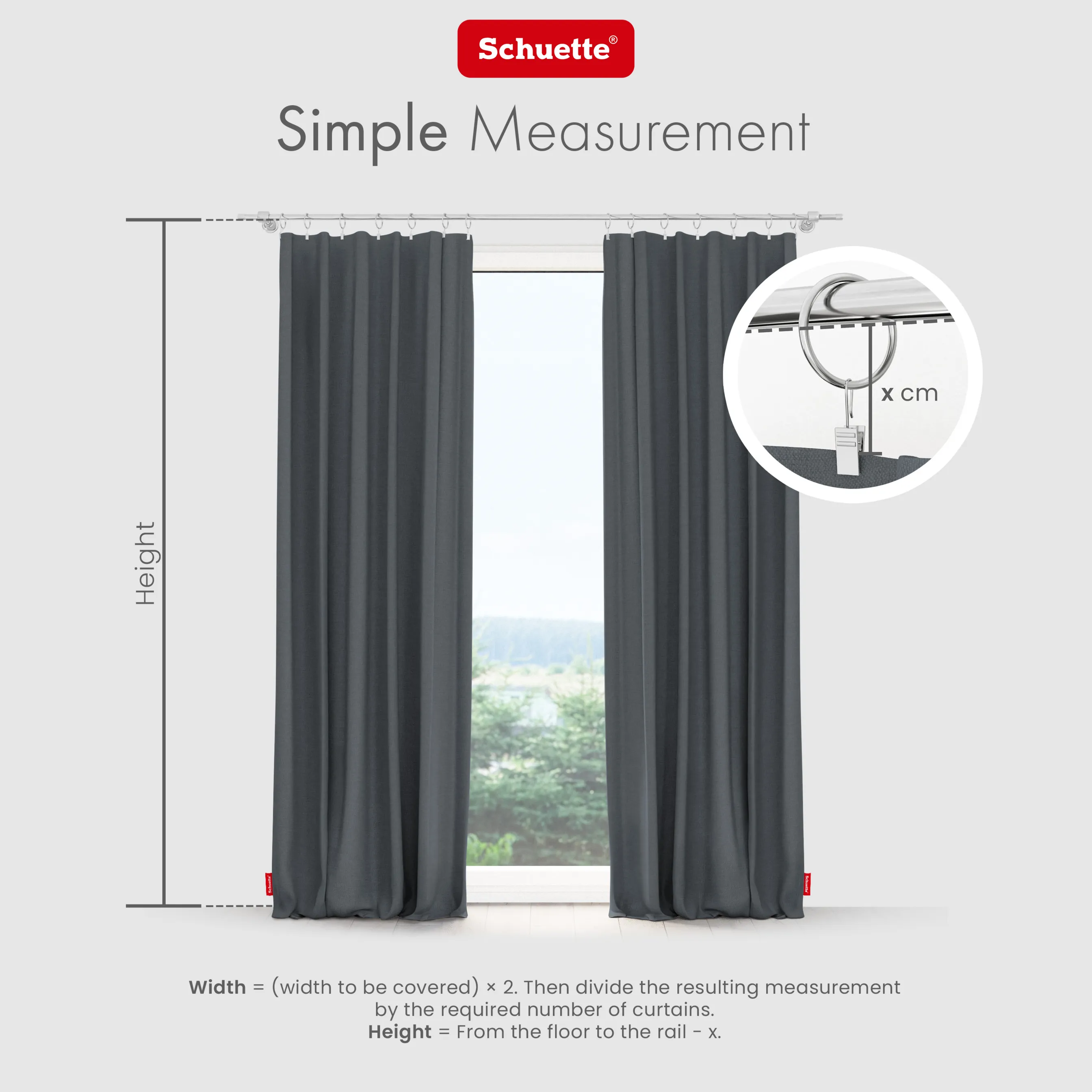 Schuette® Verdunkelungs-Vorhang Gardine mit Tunnelband nach Maß ● Century Black Kollektion: Shadow Touch (Grau) ● 1 Stück ● Knitterfrei Pflegeleicht Thermo Blickdicht & stark Abdunkelnd