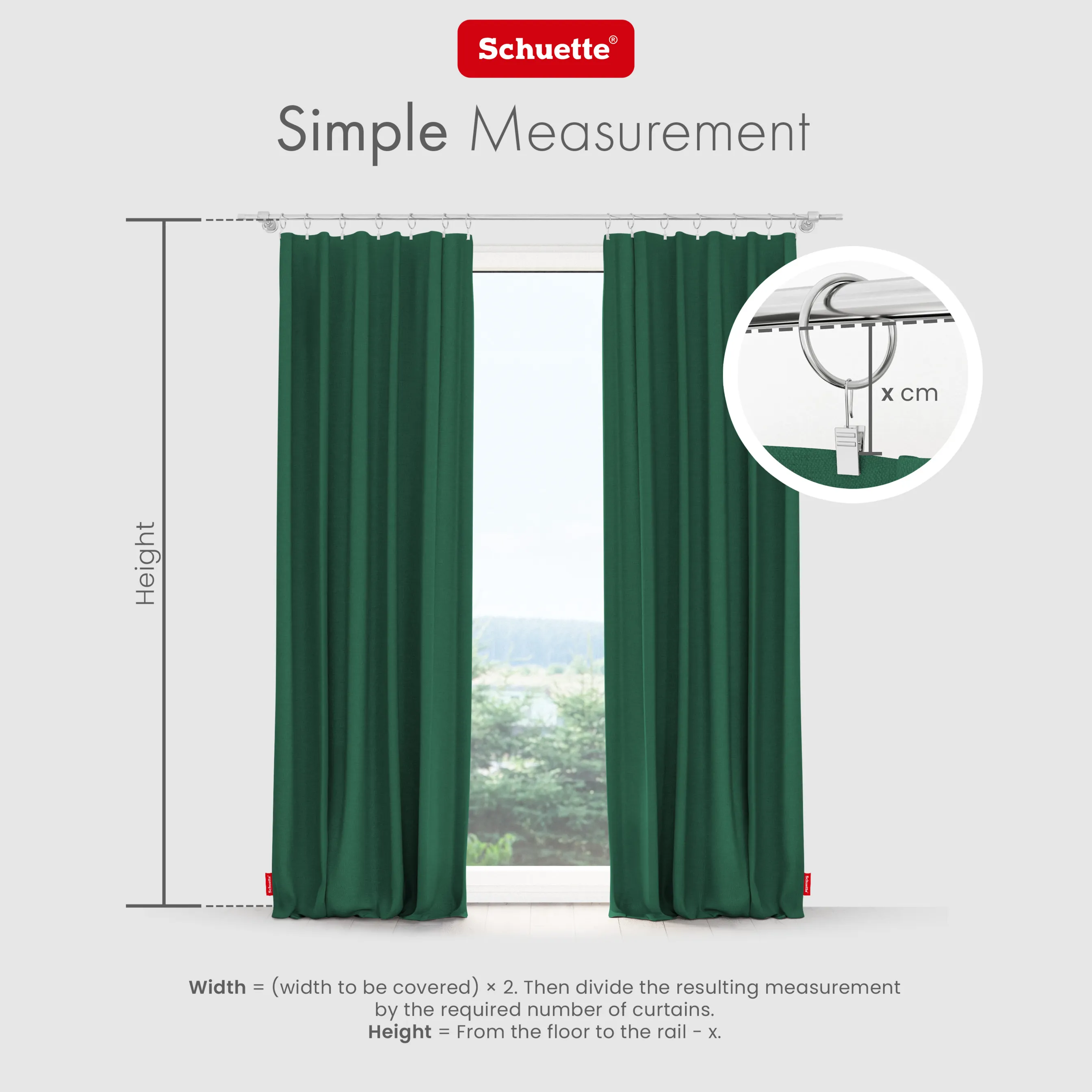 Schuette® Verdunkelungs-Vorhang Gardine mit Tunnelband nach Maß ● Century Black Kollektion: Cactus Bloom (Grün) ● 1 Stück ● Knitterfrei Pflegeleicht Thermo Blickdicht & stark Abdunkelnd