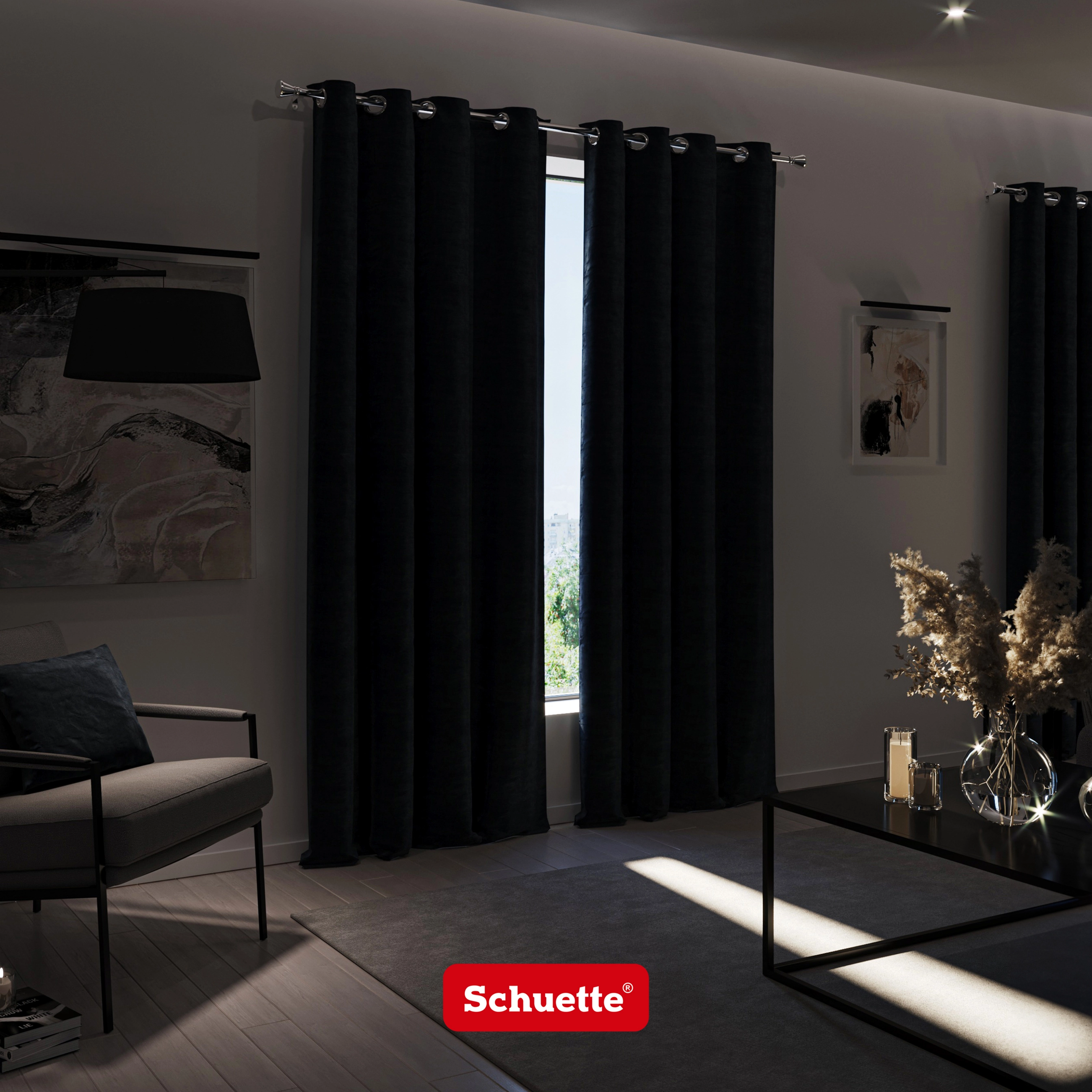 Schuette® Blackout Curtain with Eyelets ● Millenium Velvet Collection: Polar Bear (White-Beige) ● 1 piece ● Crease-resistant Easy-care Thermo Opaque & Strongly Darkening
