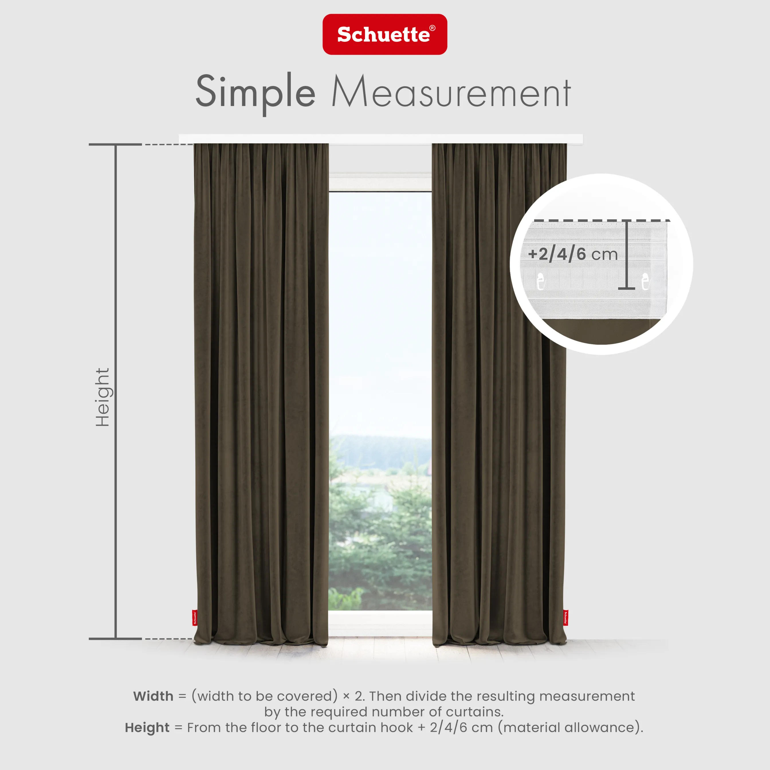 Schuette® Verdunkelungs-Vorhang Gardine mit Tunnelband nach Maß ● Millenium Velvet Kollektion: Bright Lead (Braun) ● 1 Stück ● Knitterfrei Pflegeleicht Thermo Blickdicht & stark Abdunkelnd