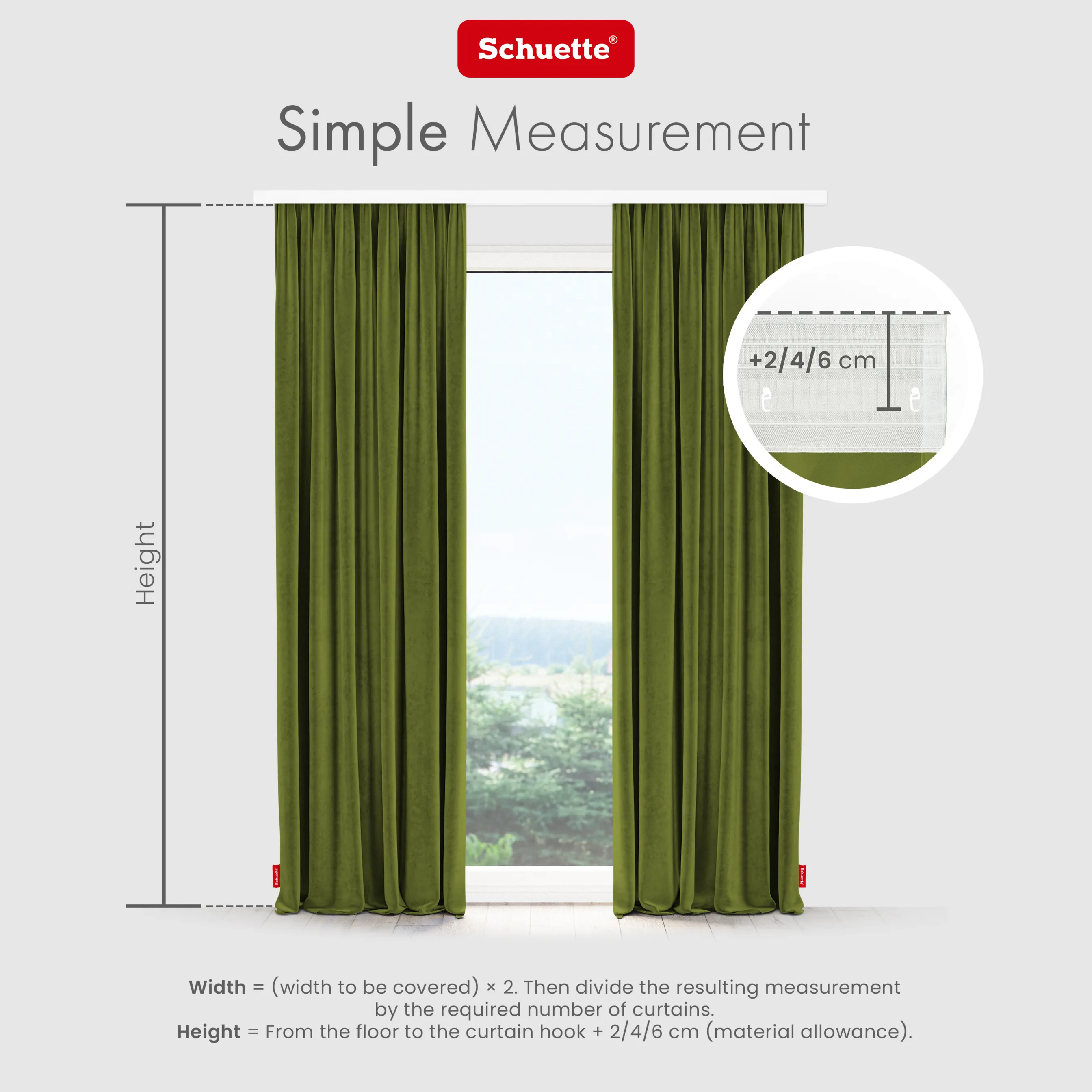 Schuette® Verdunkelungs-Vorhang Gardine mit Tunnelband nach Maß ● Millenium Velvet Kollektion: Olives Garden (Grün) ● 1 Stück ● Knitterfrei Pflegeleicht Thermo Blickdicht & stark Abdunkelnd