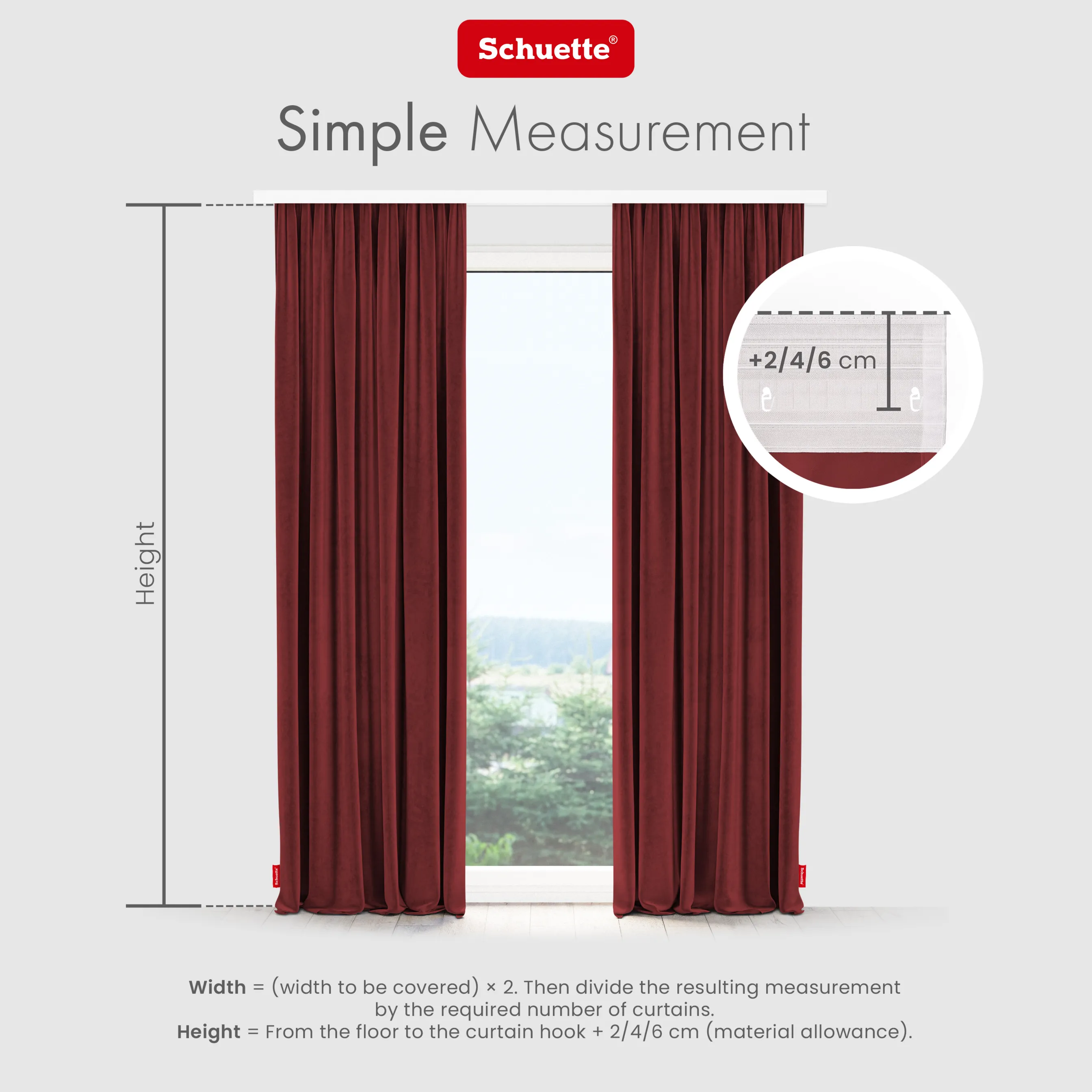 Schuette® Verdunkelungs-Vorhang Gardine mit Tunnelband nach Maß ● Millenium Velvet Kollektion: Carmine (Rot) ● 1 Stück ● Knitterfrei Pflegeleicht Thermo Blickdicht & stark Abdunkelnd