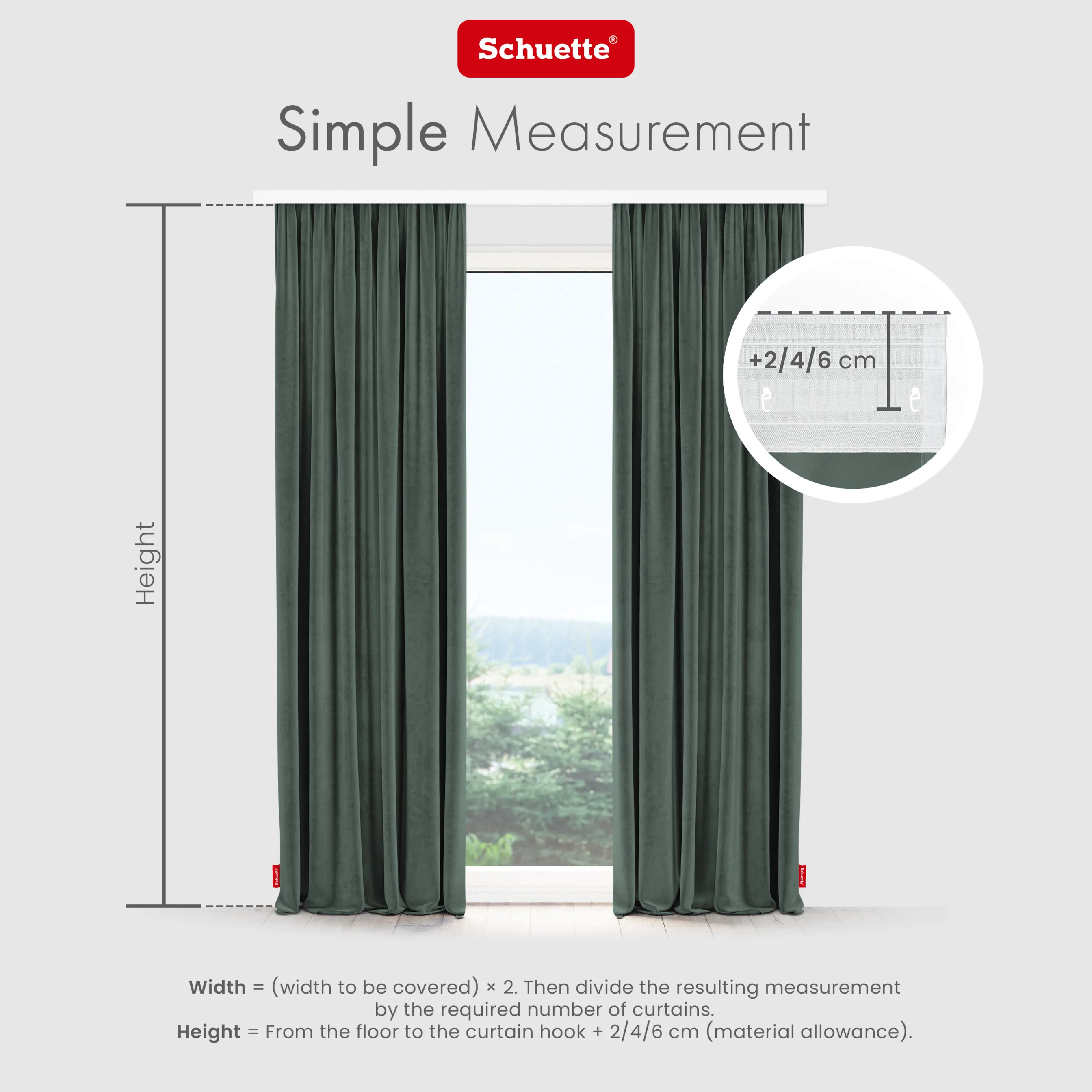 Schuette® Verdunkelungs-Vorhang Gardine mit Tunnelband nach Maß ● Millenium Velvet Kollektion: Isle of Pines (Dunkelgrün) ● 1 Stück ● Knitterfrei Pflegeleicht Thermo Blickdicht & stark Abdunkelnd