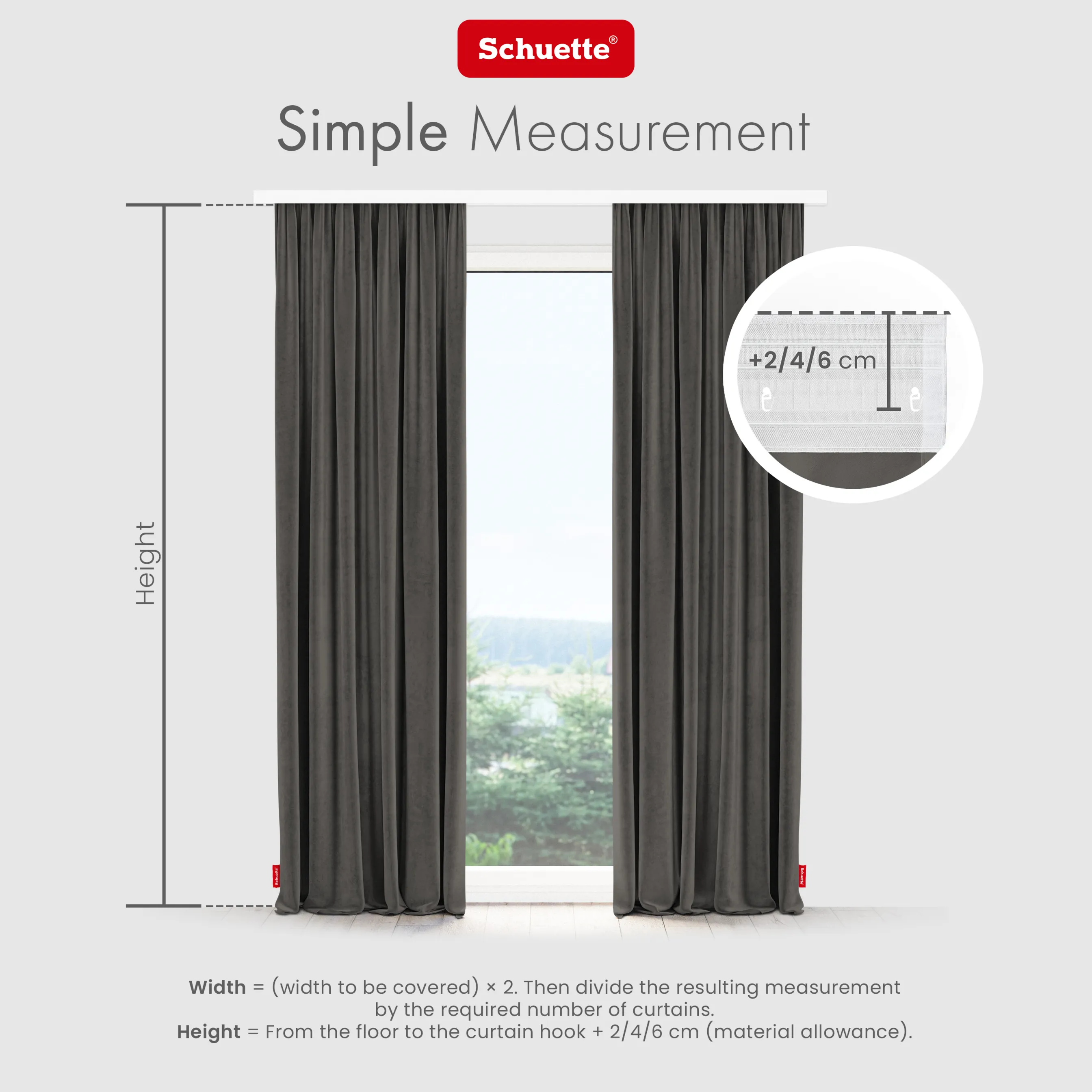 Schuette® Verdunkelungs-Vorhang Gardine mit Tunnelband nach Maß ● Millenium Velvet Kollektion: Great Wolf (Grau) ● 1 Stück ● Knitterfrei Pflegeleicht Thermo Blickdicht & stark Abdunkelnd