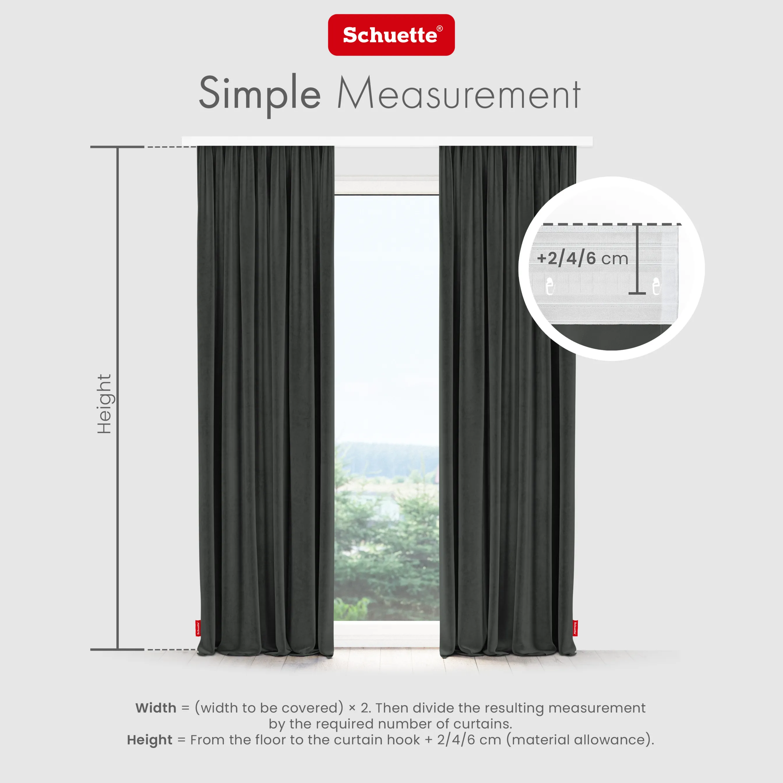 Schuette® Verdunkelungs-Vorhang Gardine mit Tunnelband nach Maß ● Millenium Velvet Kollektion: Dark Shadow (Grau) ● 1 Stück ● Knitterfrei Pflegeleicht Thermo Blickdicht & stark Abdunkelnd