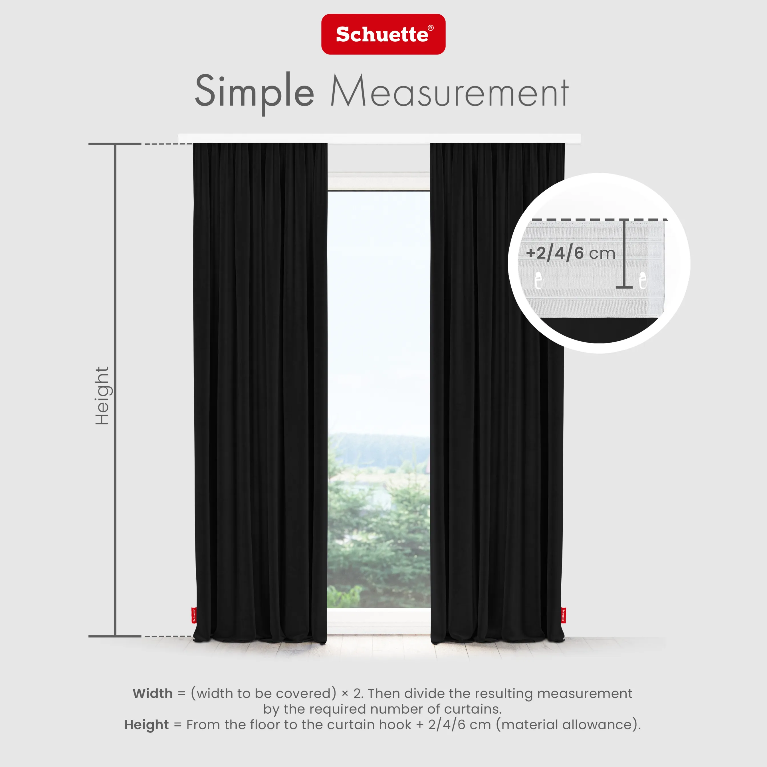 Schuette® Verdunkelungs-Vorhang Gardine mit Tunnelband nach Maß ● Millenium Velvet Kollektion: Black Swan (Schwarz) ● 1 Stück ● Knitterfrei Pflegeleicht Thermo Blickdicht & stark Abdunkelnd