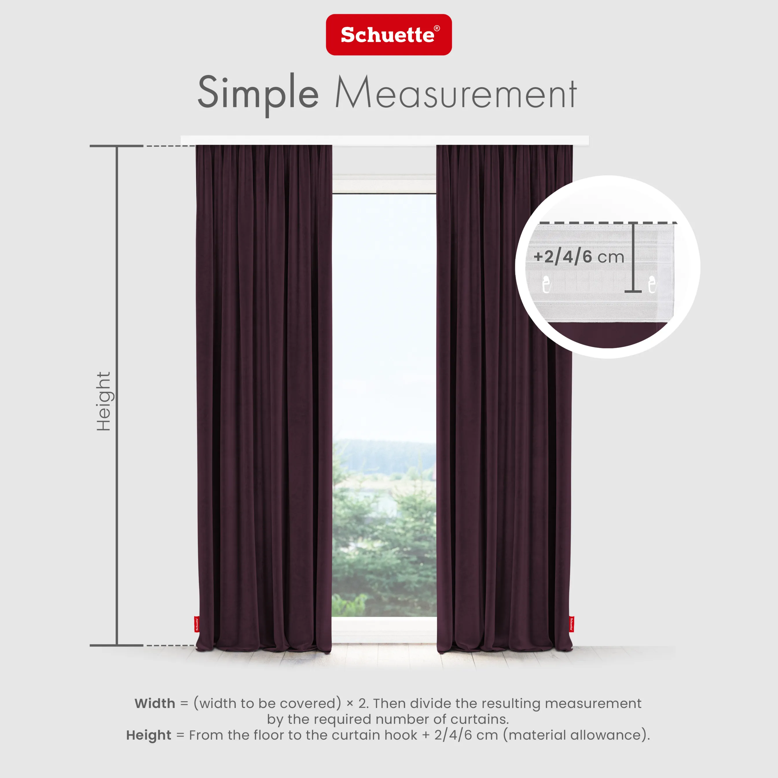 Schuette® Verdunkelungs-Vorhang Gardine mit Tunnelband nach Maß ● Millenium Velvet Kollektion: Plum (Purple) ● 1 Stück ● Knitterfrei Pflegeleicht Thermo Blickdicht & stark Abdunkelnd