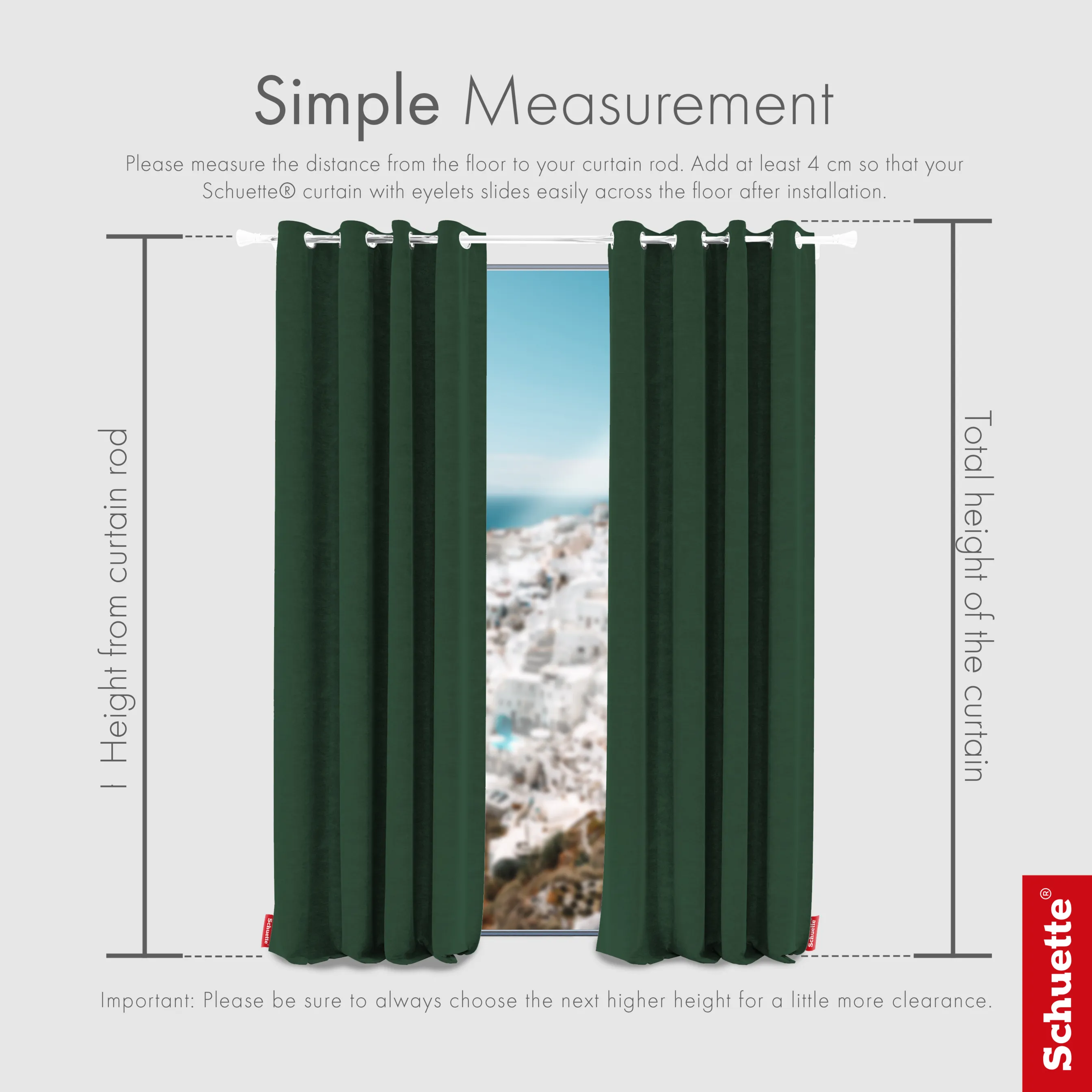 Schuette® Verdunkelungs-Vorhang Gardine mit Ösen nach Maß ● Millenium Velvet Kollektion: Dark Forest (Dunkelgrün) ● 1 Stück ● Knitterfrei Pflegeleicht Thermo Blickdicht & stark Abdunkelnd