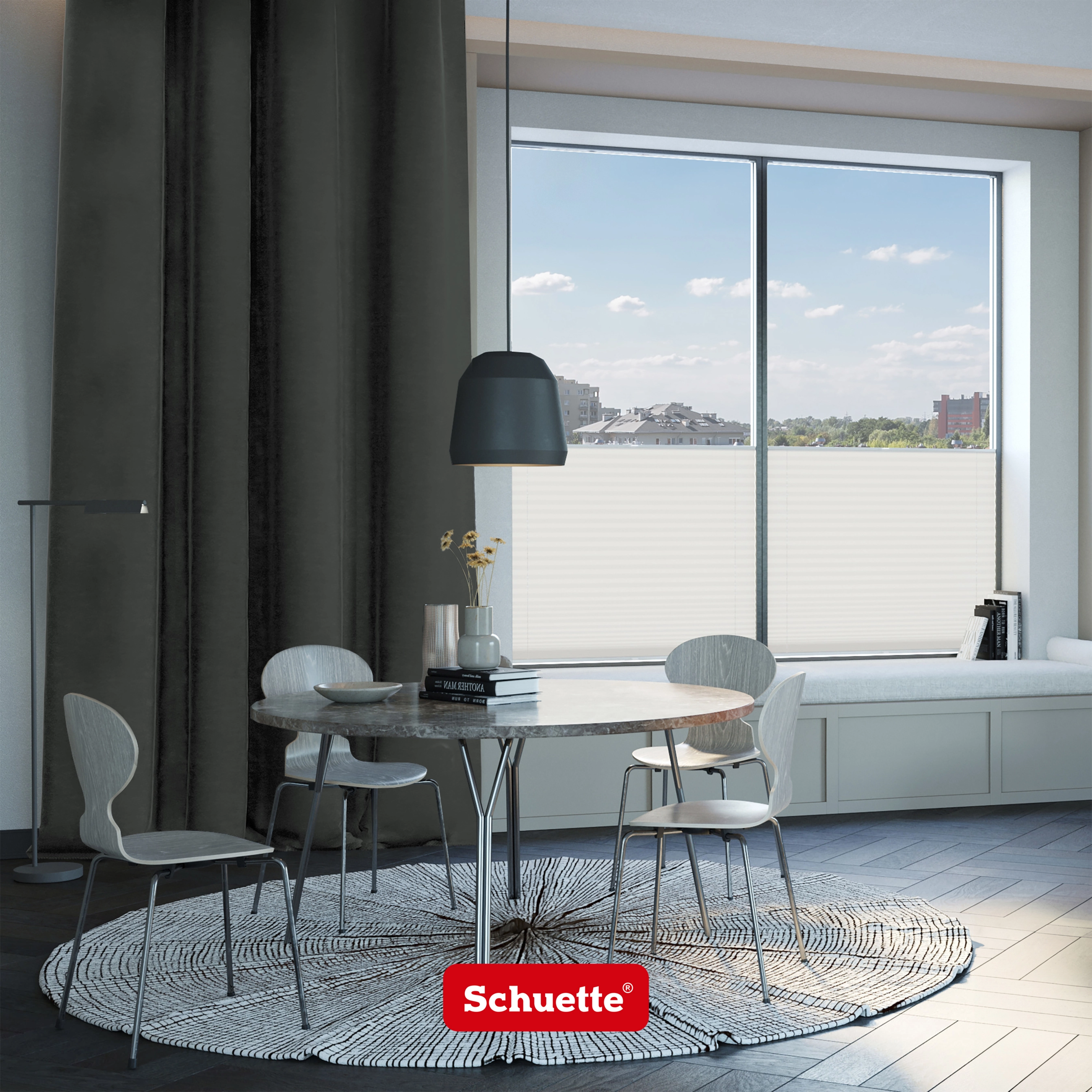 Schuette® Blackout Curtain with Eyelets ● Millenium Velvet Collection: Dark Shadow (Grey) ● 1 piece ● Crease-resistant Easy-care Thermo Opaque & heavily darkening