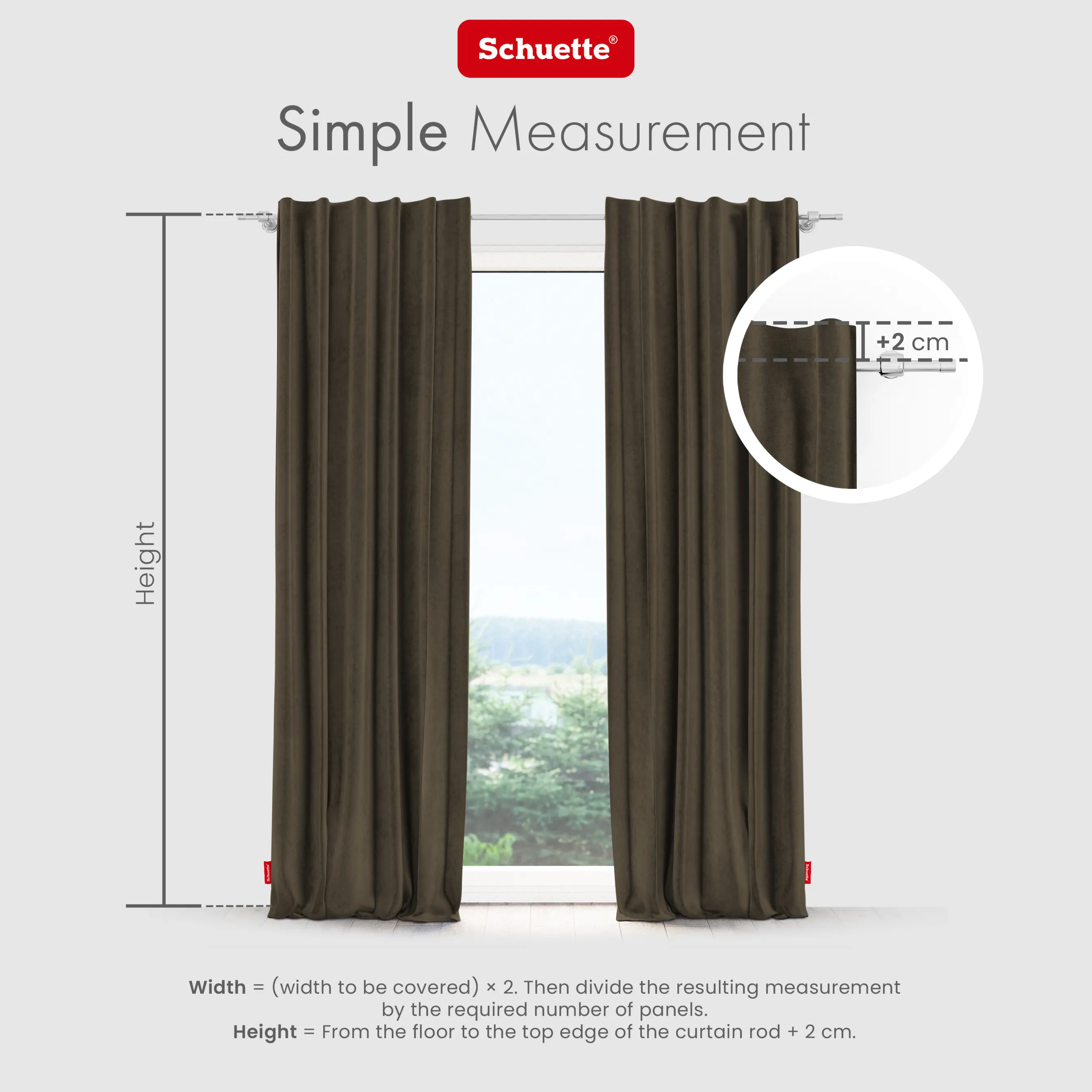 Schuette® Verdunkelungs-Vorhang Gardine mit Tunnelband nach Maß ● Millenium Velvet Kollektion: Bright Lead (Braun) ● 1 Stück ● Knitterfrei Pflegeleicht Thermo Blickdicht & stark Abdunkelnd