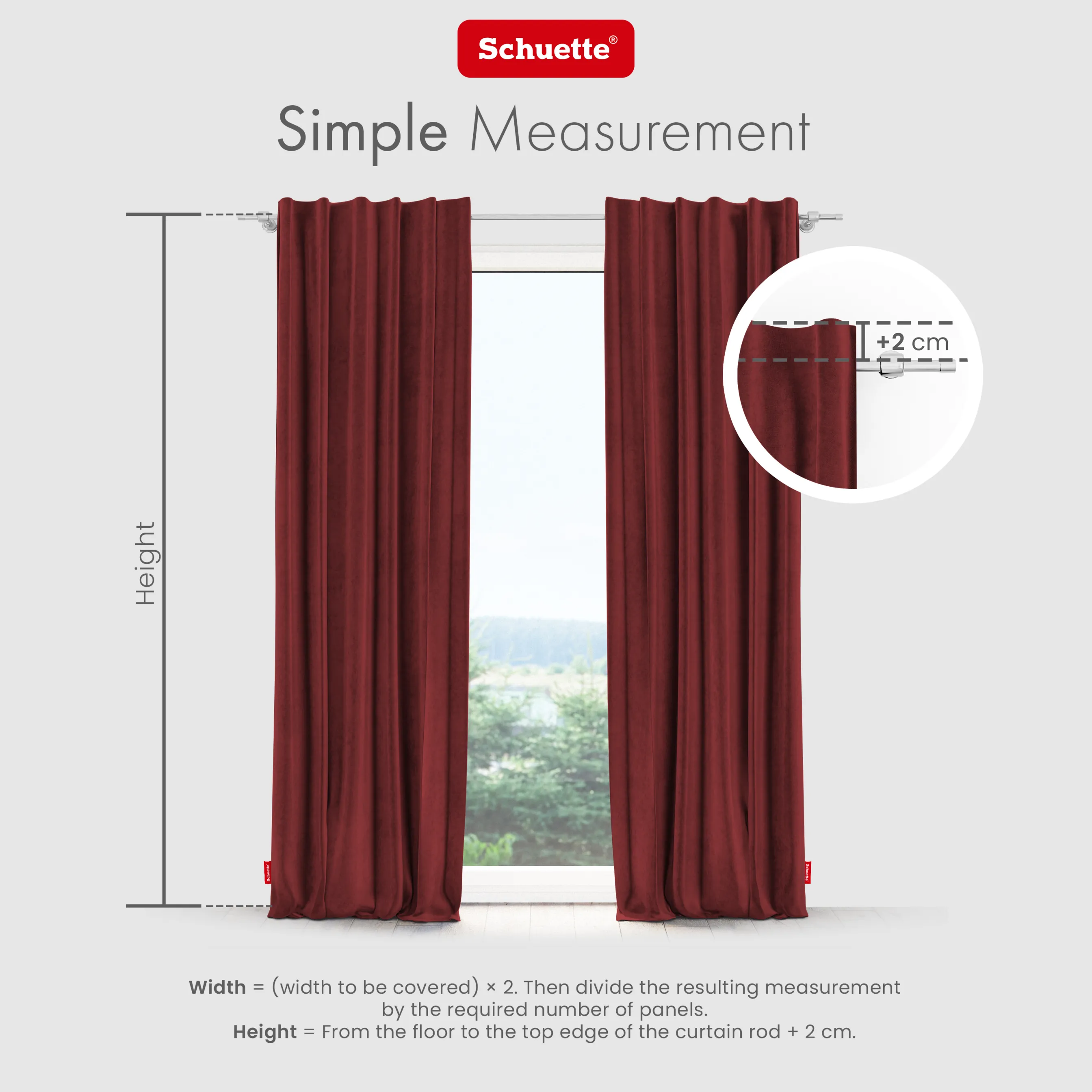 Schuette® Verdunkelungs-Vorhang Gardine mit Tunnelband nach Maß ● Millenium Velvet Kollektion: Carmine (Rot) ● 1 Stück ● Knitterfrei Pflegeleicht Thermo Blickdicht & stark Abdunkelnd