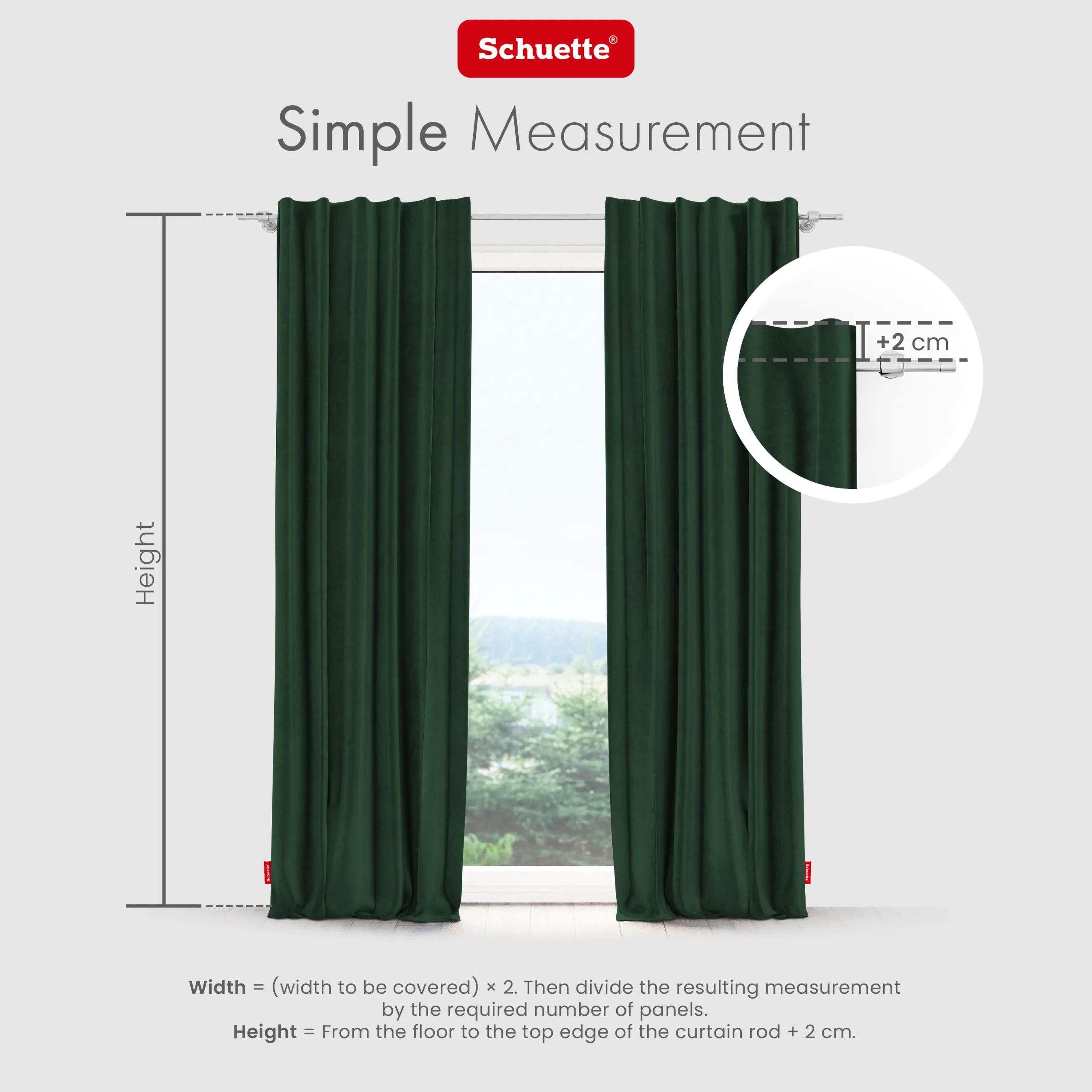 Schuette® Verdunkelungs-Vorhang Gardine mit Tunnelband nach Maß ● Millenium Velvet Kollektion: Dark Forest (Dunkelgrün) ● 1 Stück ● Knitterfrei Pflegeleicht Thermo Blickdicht & stark Abdunkelnd