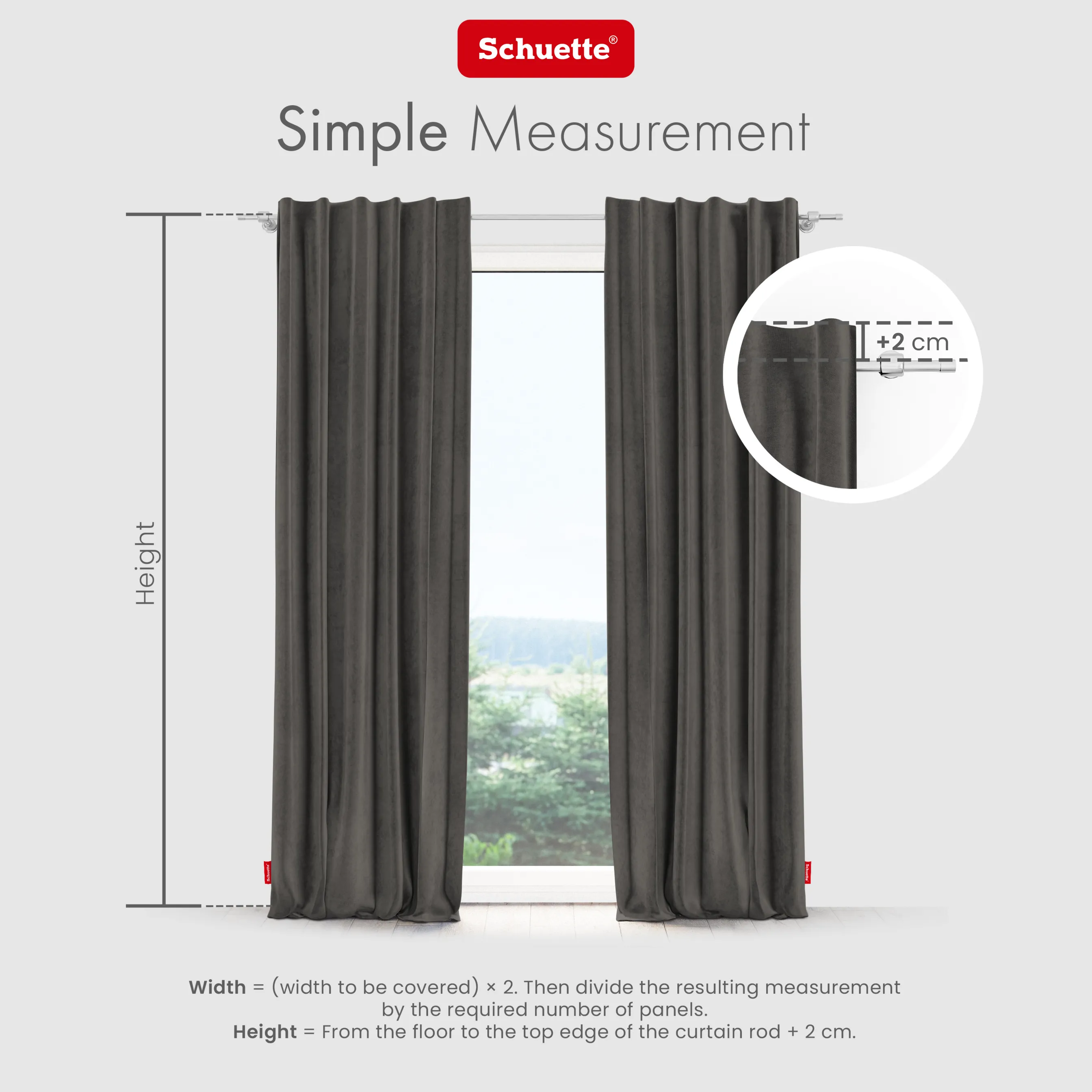 Schuette® Verdunkelungs-Vorhang Gardine mit Tunnelband nach Maß ● Millenium Velvet Kollektion: Great Wolf (Grau) ● 1 Stück ● Knitterfrei Pflegeleicht Thermo Blickdicht & stark Abdunkelnd