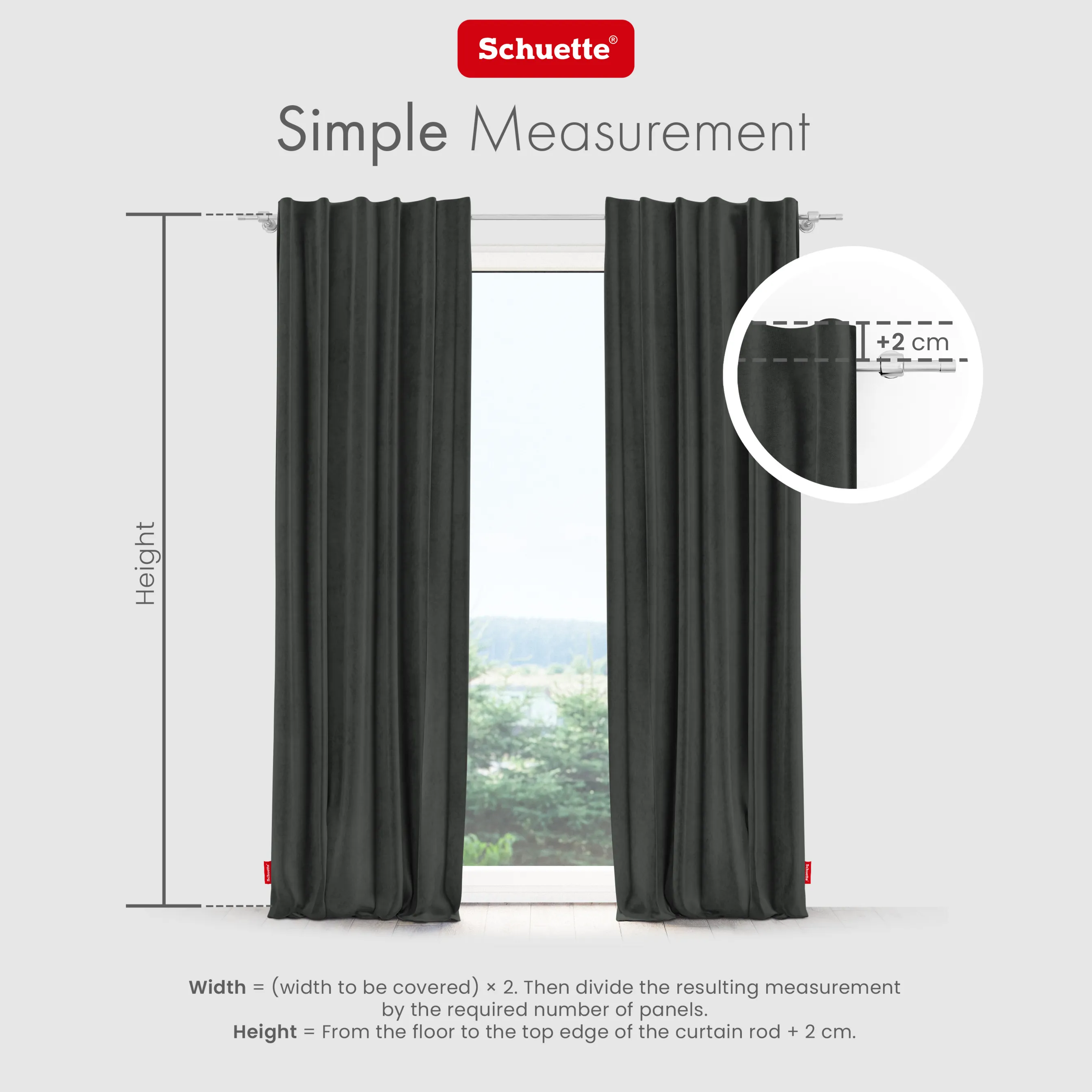 Schuette® Verdunkelungs-Vorhang Gardine mit Tunnelband nach Maß ● Millenium Velvet Kollektion: Dark Shadow (Grau) ● 1 Stück ● Knitterfrei Pflegeleicht Thermo Blickdicht & stark Abdunkelnd