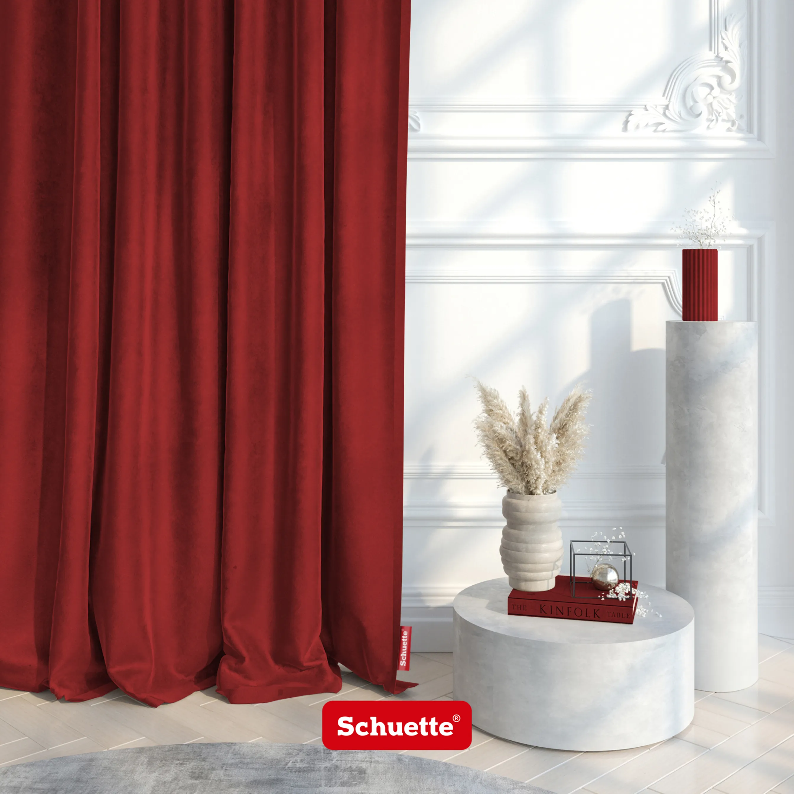 Schuette® Verdunkelungs-Vorhang Gardine mit Tunnelband nach Maß ● Millenium Velvet Kollektion: Sangria (Rot) ● 1 Stück ● Knitterfrei Pflegeleicht Thermo Blickdicht & stark Abdunkelnd