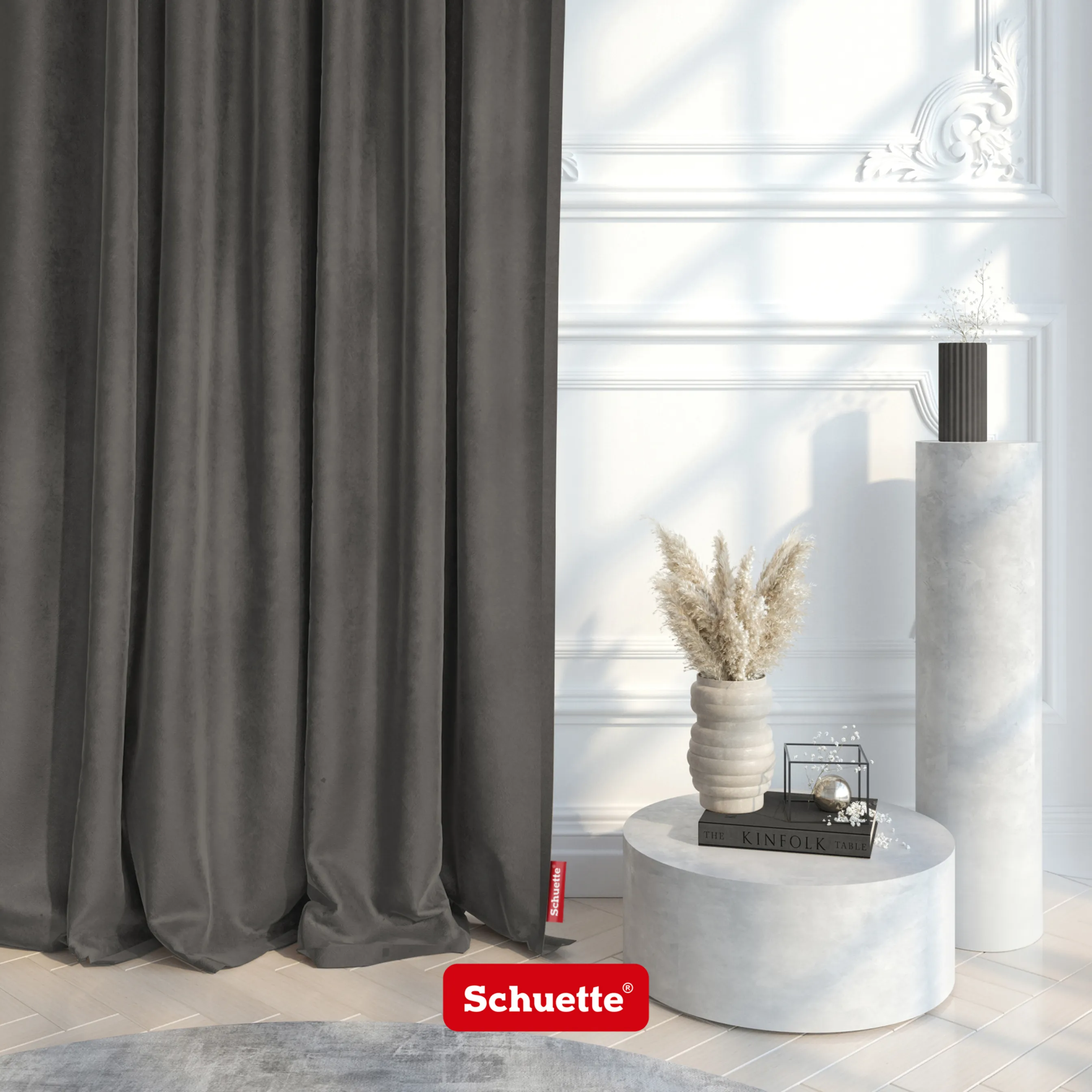 Schuette® Verdunkelungs-Vorhang Gardine mit Tunnelband nach Maß ● Millenium Velvet Kollektion: Great Wolf (Grau) ● 1 Stück ● Knitterfrei Pflegeleicht Thermo Blickdicht & stark Abdunkelnd