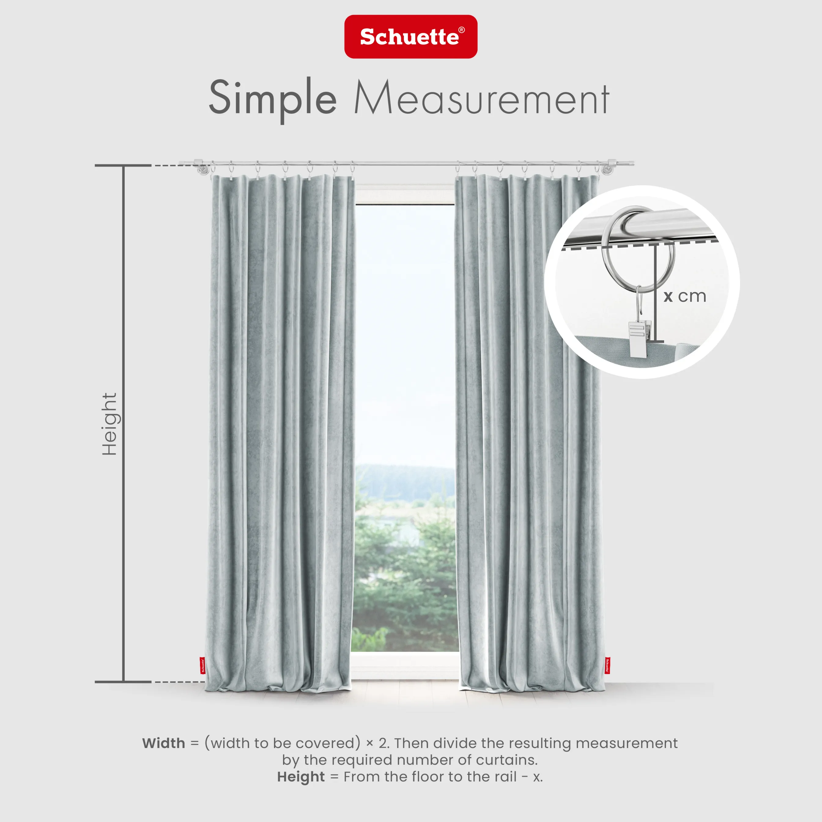 Schuette® Verdunkelungs-Vorhang Gardine mit Tunnelband nach Maß ● Millenium Velvet Kollektion: Koala Shade (Grau) ● 1 Stück ● Knitterfrei Pflegeleicht Thermo Blickdicht & stark Abdunkelnd