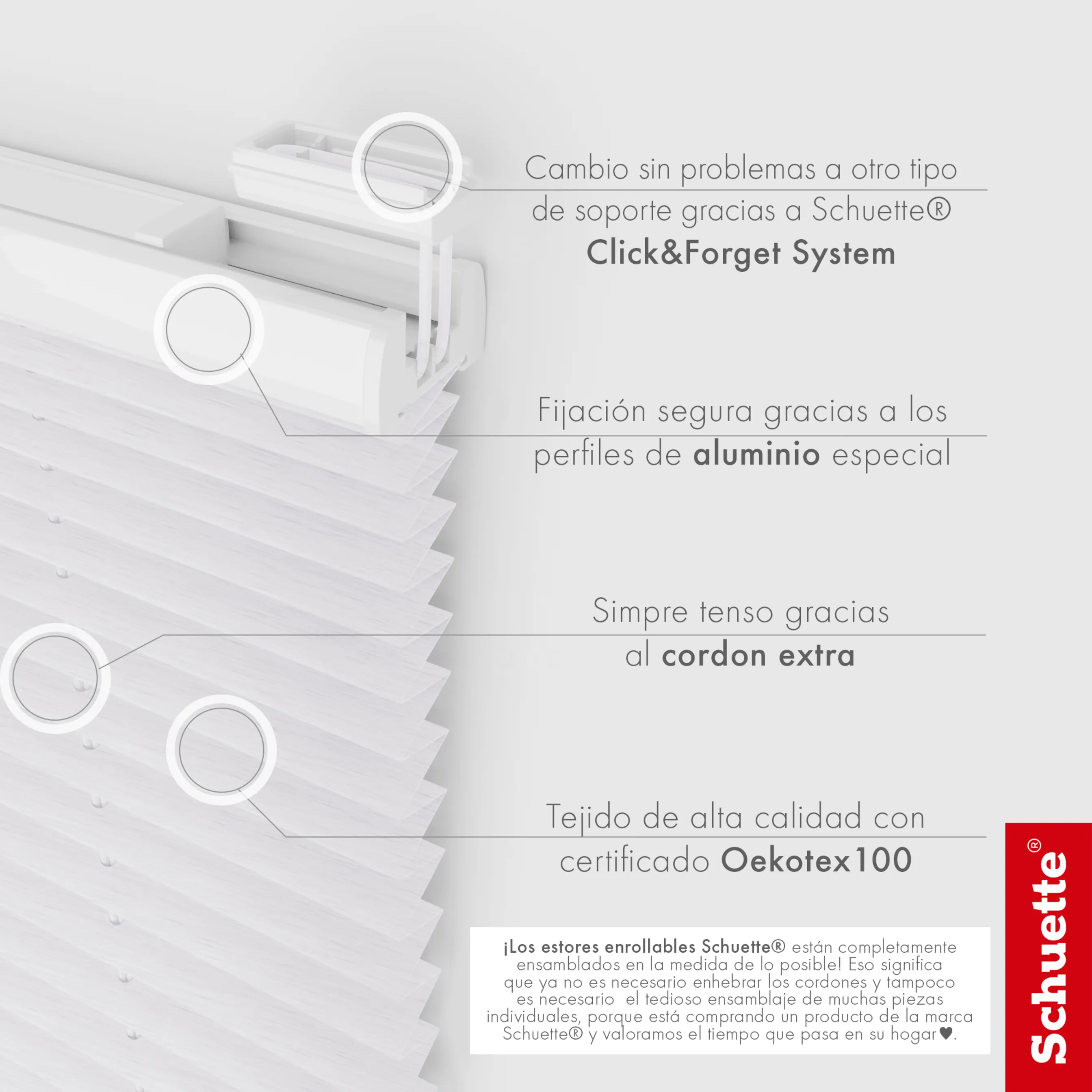 Schuette® Plissee ohne Bohren nach Maß • Suprafix Klemmhalter "X" • Dolomite Kollektion: Cold Morning (Grau) • Profilfarbe: Braun