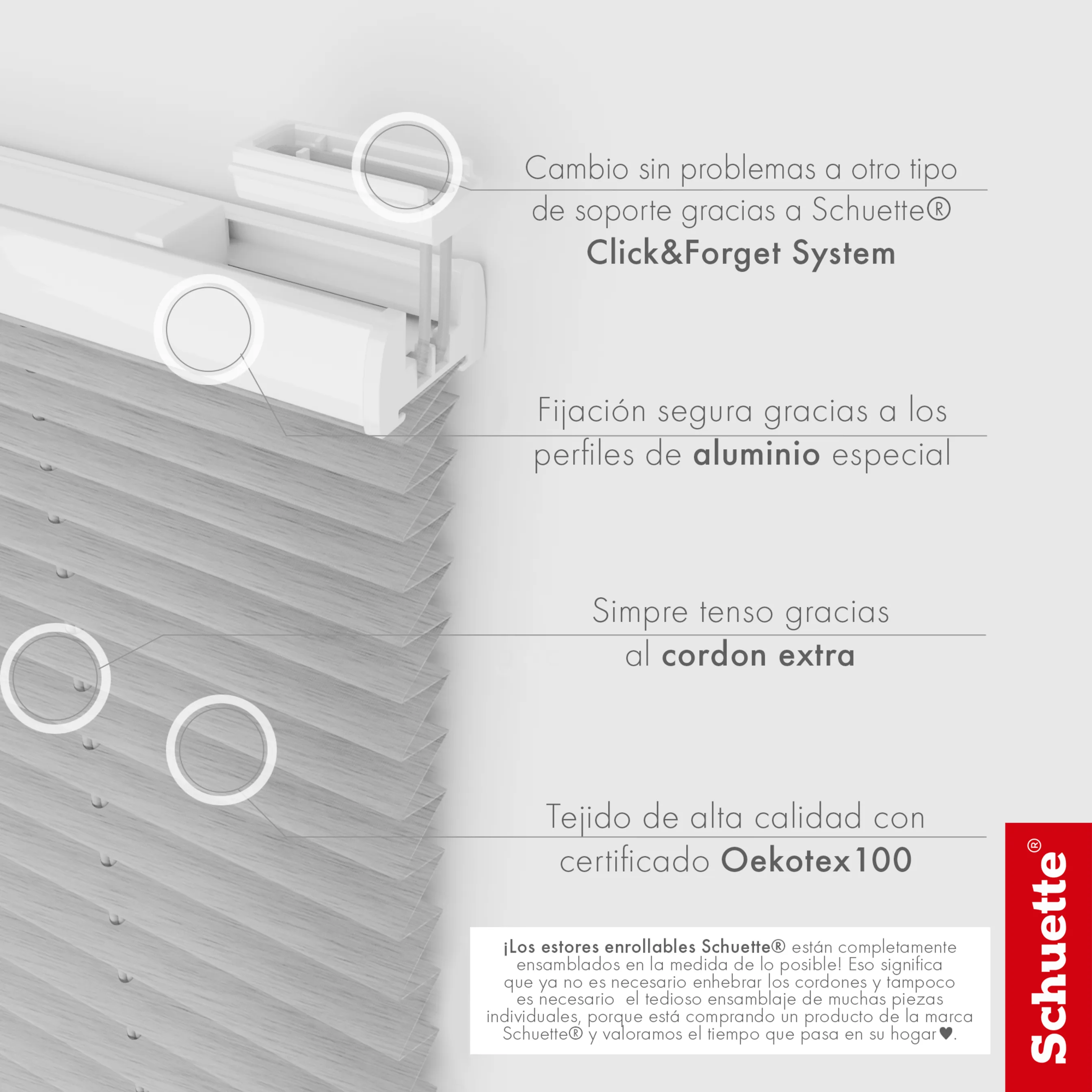 Schuette® Plissee mit Bohren nach Maß • Suprafix "Double 2in1" Schraub- & Klemmhalter • Dolomite Kollektion: Storm Gray (Grau) • Profilfarbe: Walnuss