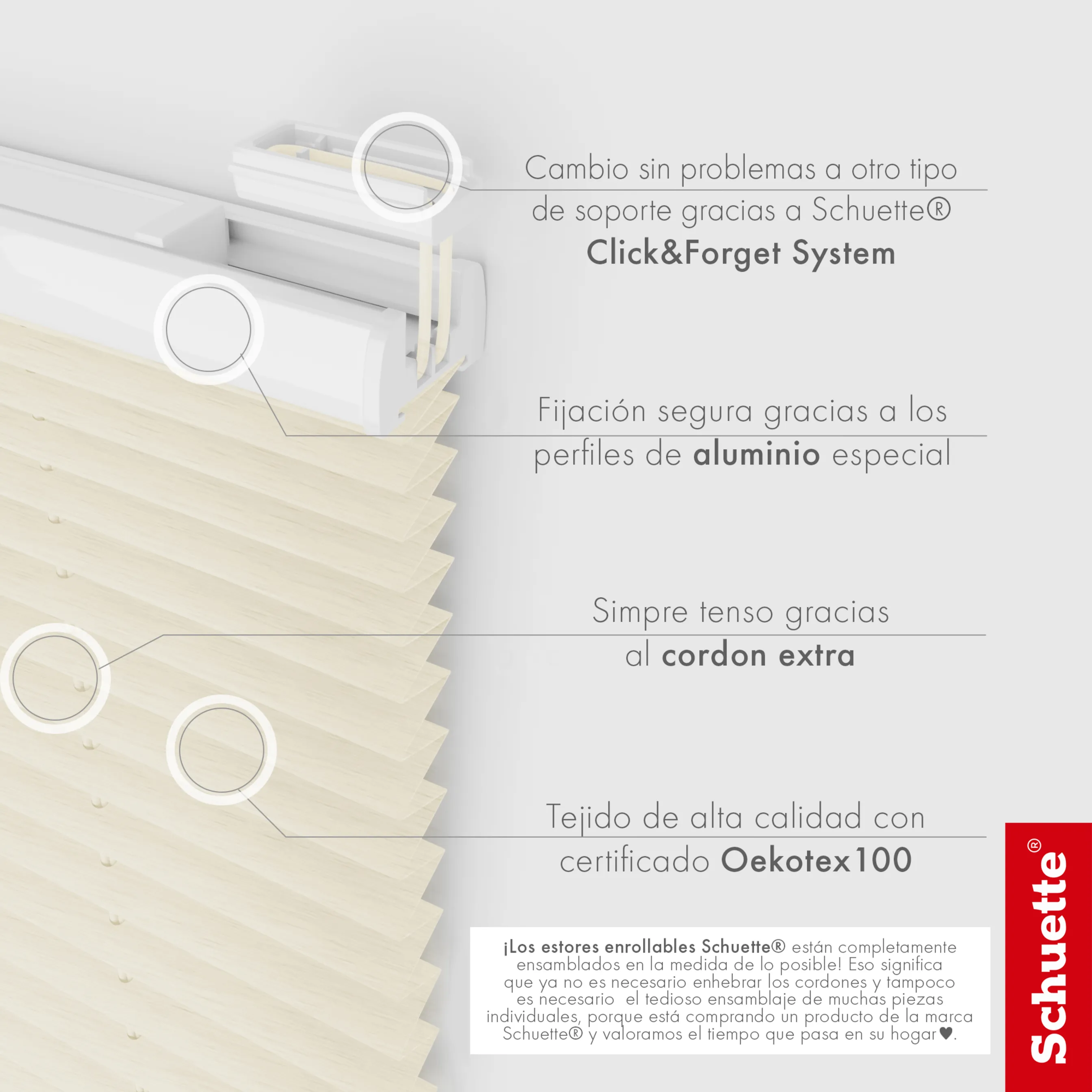 Schuette® Plissee mit Bohren nach Maß • Suprafix "Double 2in1" Schraub- & Klemmhalter • Dolomite Kollektion: Vanilla Sky (Beige) • Profilfarbe: Walnuss