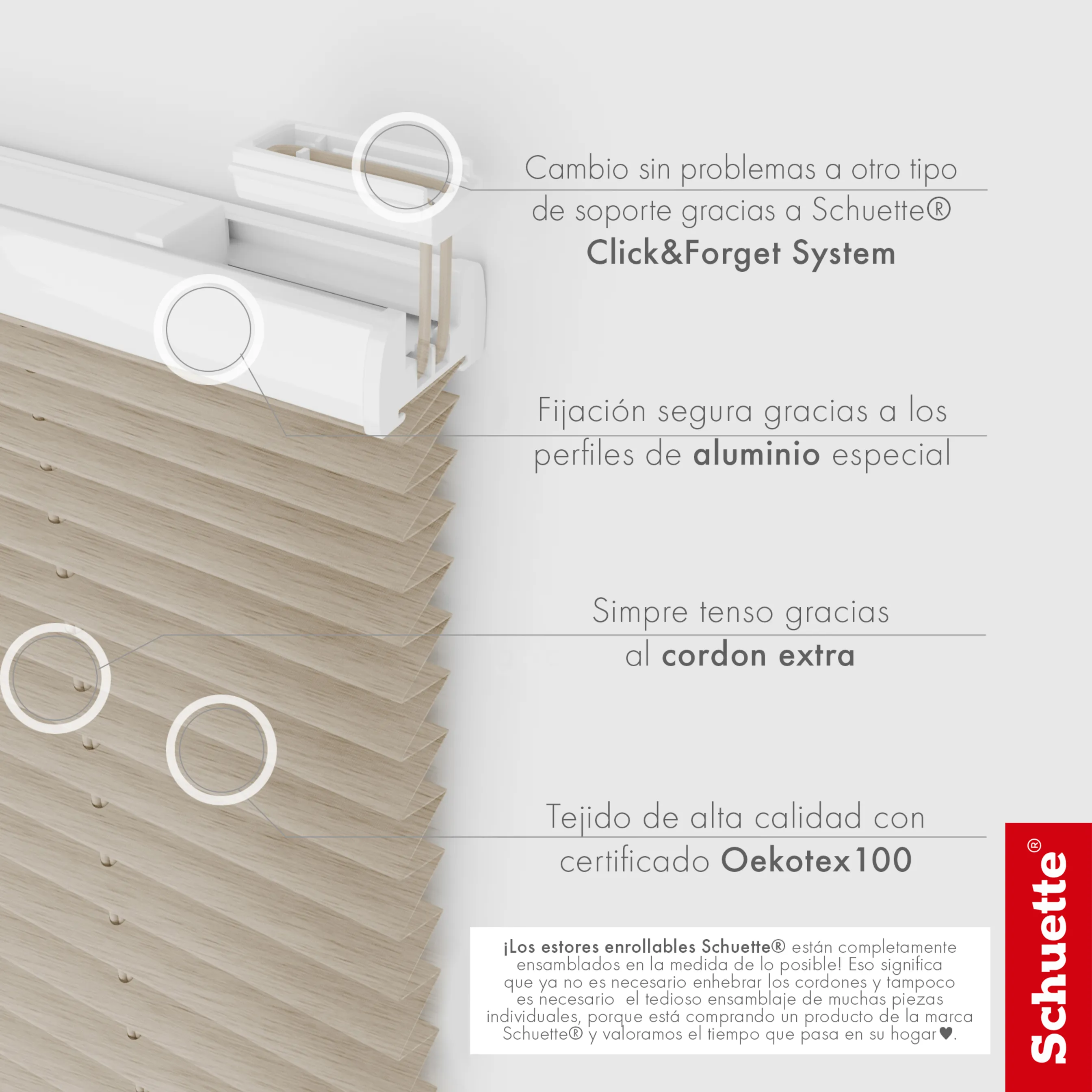 Schuette® Plissee mit Bohren nach Maß • Suprafix "Double 2in1" Schraub- & Klemmhalter • Dolomite Kollektion: Light Coffee (Beige) • Profilfarbe: Walnuss