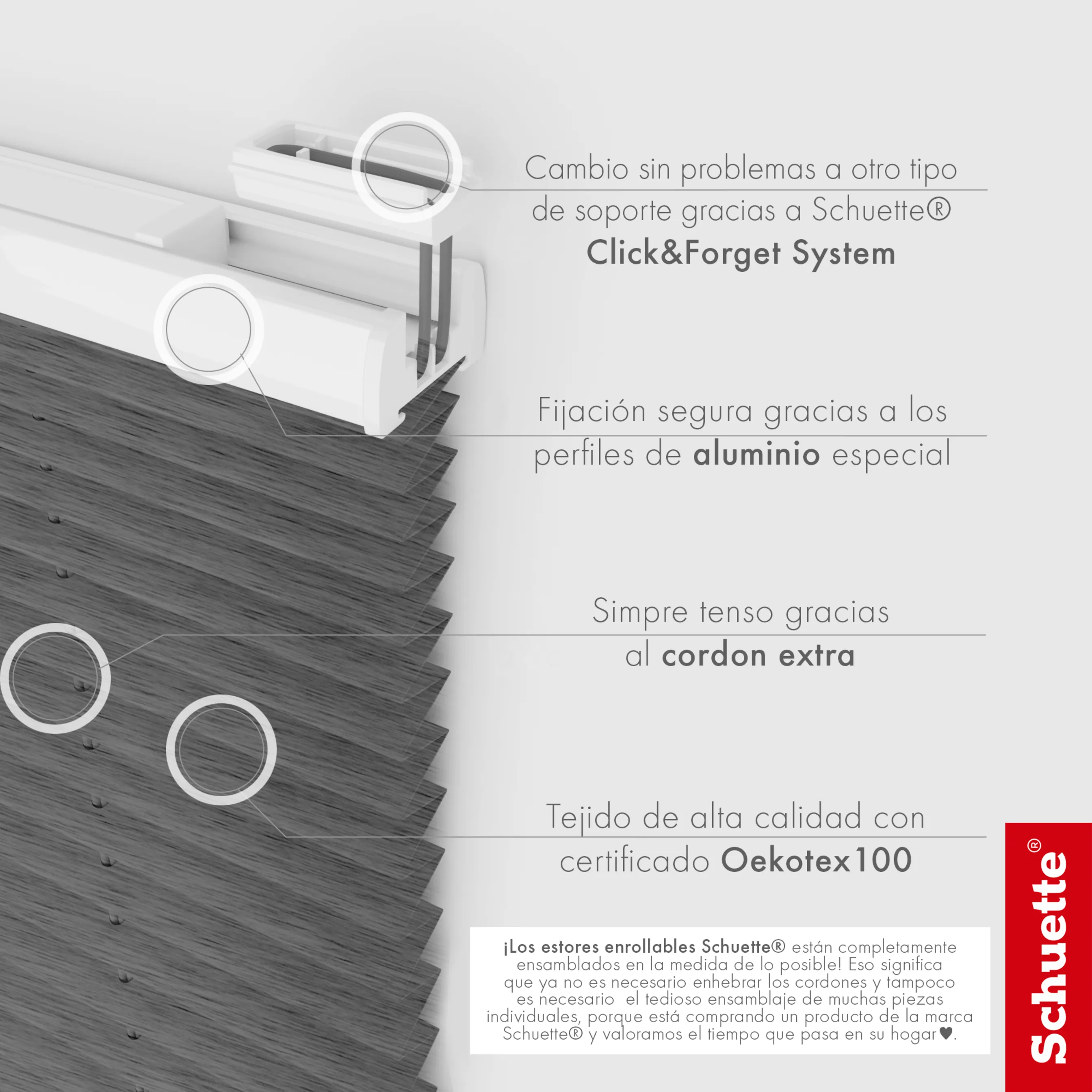 Schuette® Dachfenster Plissee nach Maß • Dolomite Kollektion: Dark Vintage (Grau) • Profilfarbe: Weiß