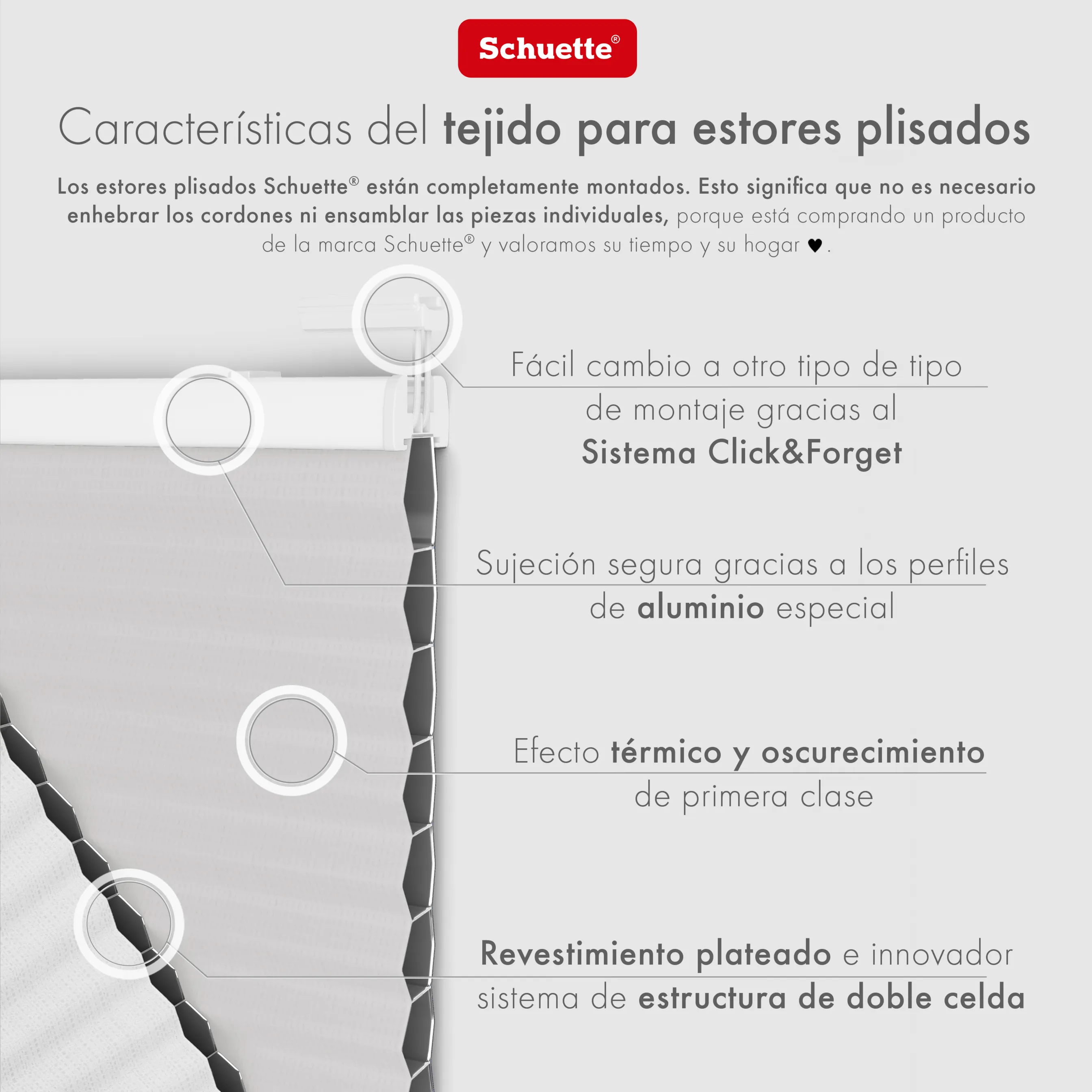 Schuette® Dachfenster Wabenplissee nach Maß • Honey Kollektion: Gray-zy in Love (Pastellgrau) • Profilfarbe: Weiß