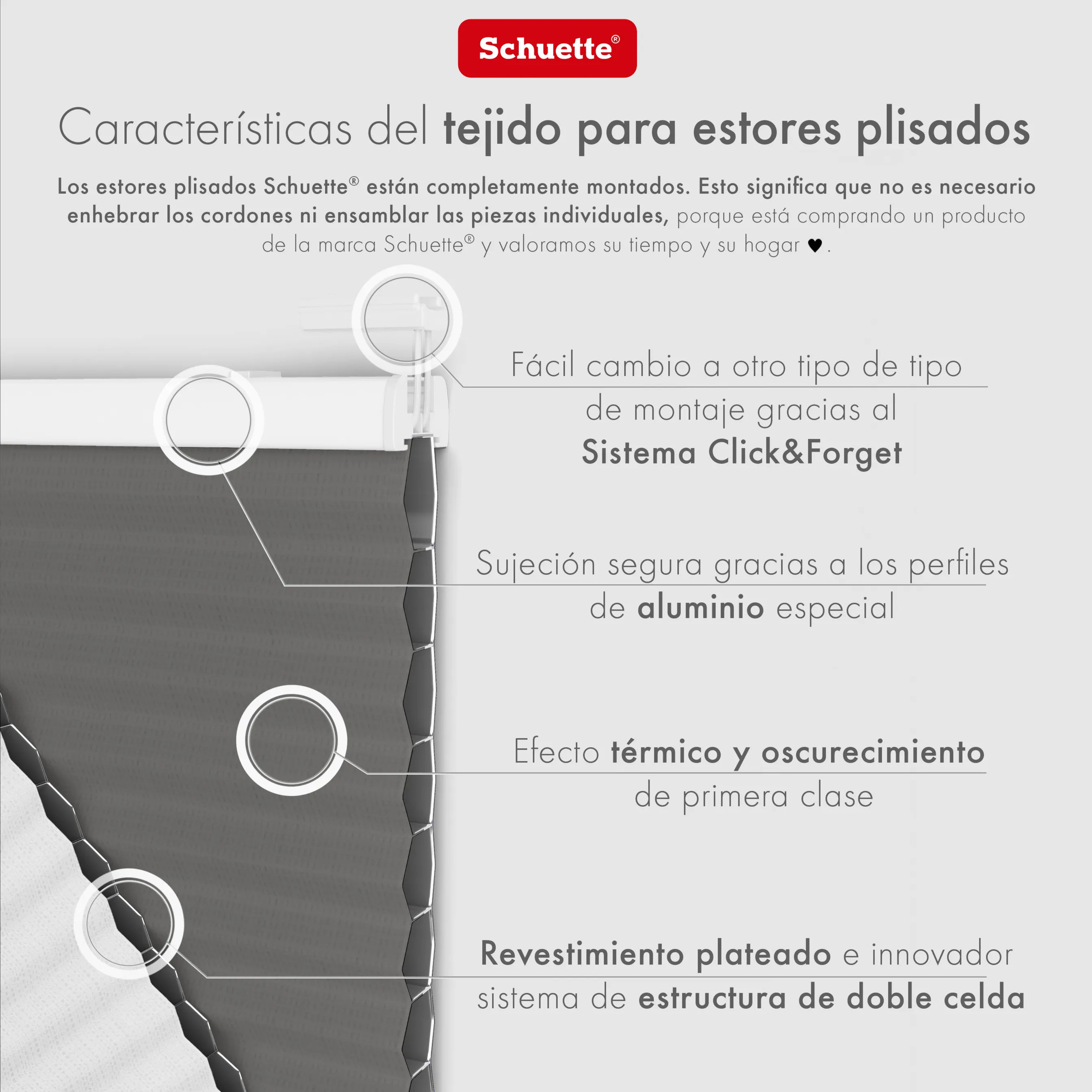 Schuette® Wabenplissee ohne Bohren nach Maß • Suprafix Klemmhalter “Incognito X" • Honey Kollektion: Swiss Chocolate (Taupe) • Profilfarbe: Silber