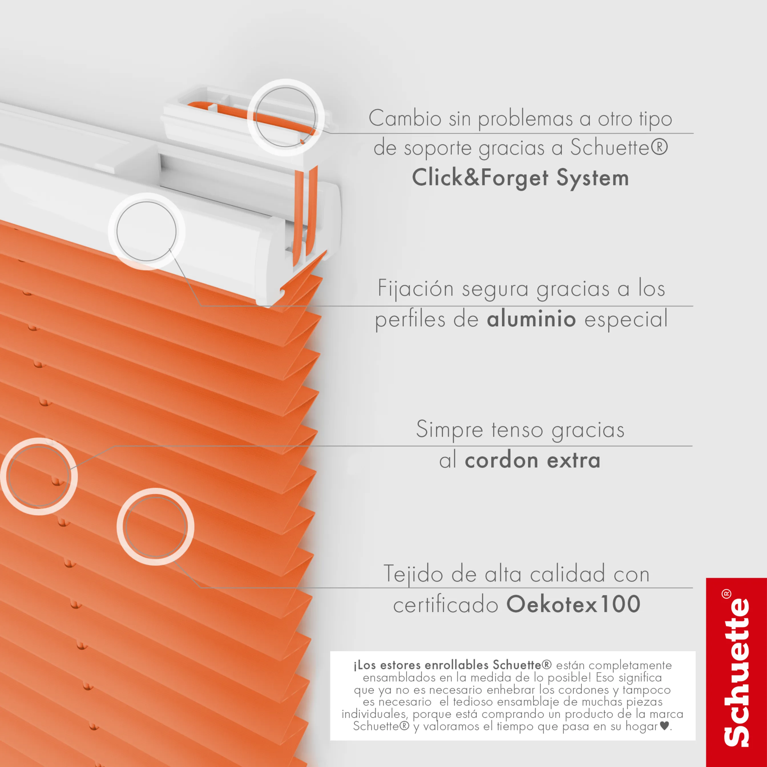 Schuette® Plissee mit Bohren nach Maß • Suprafix "Double 2in1" Schraub- & Klemmhalter • Premium Kollektion: Sunset (Orange) • Profilfarbe: Anthrazit