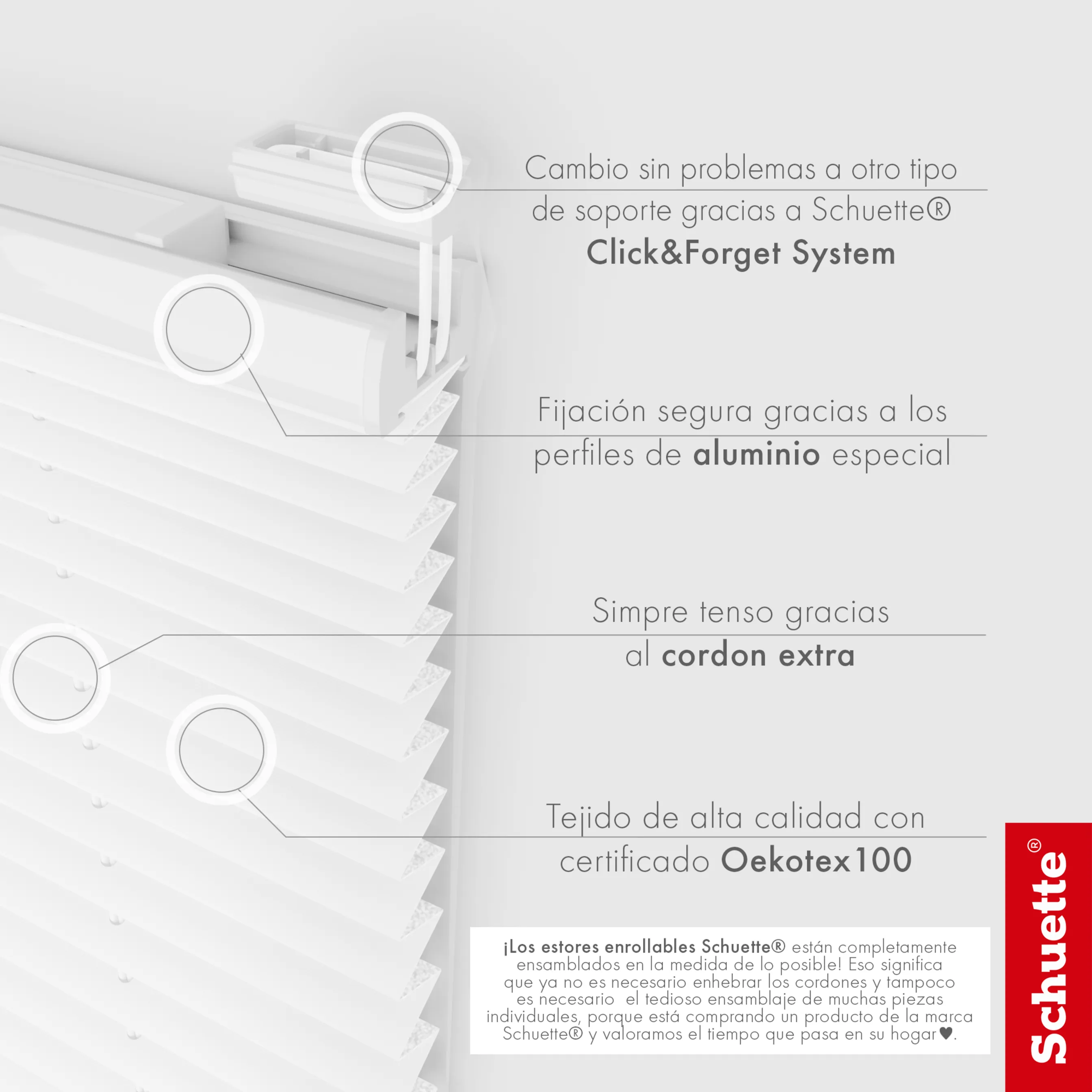 Schuette® Dachfenster Plissee nach Maß • Thermo Kollektion: White Day (Weiß) • Profilfarbe: Braun
