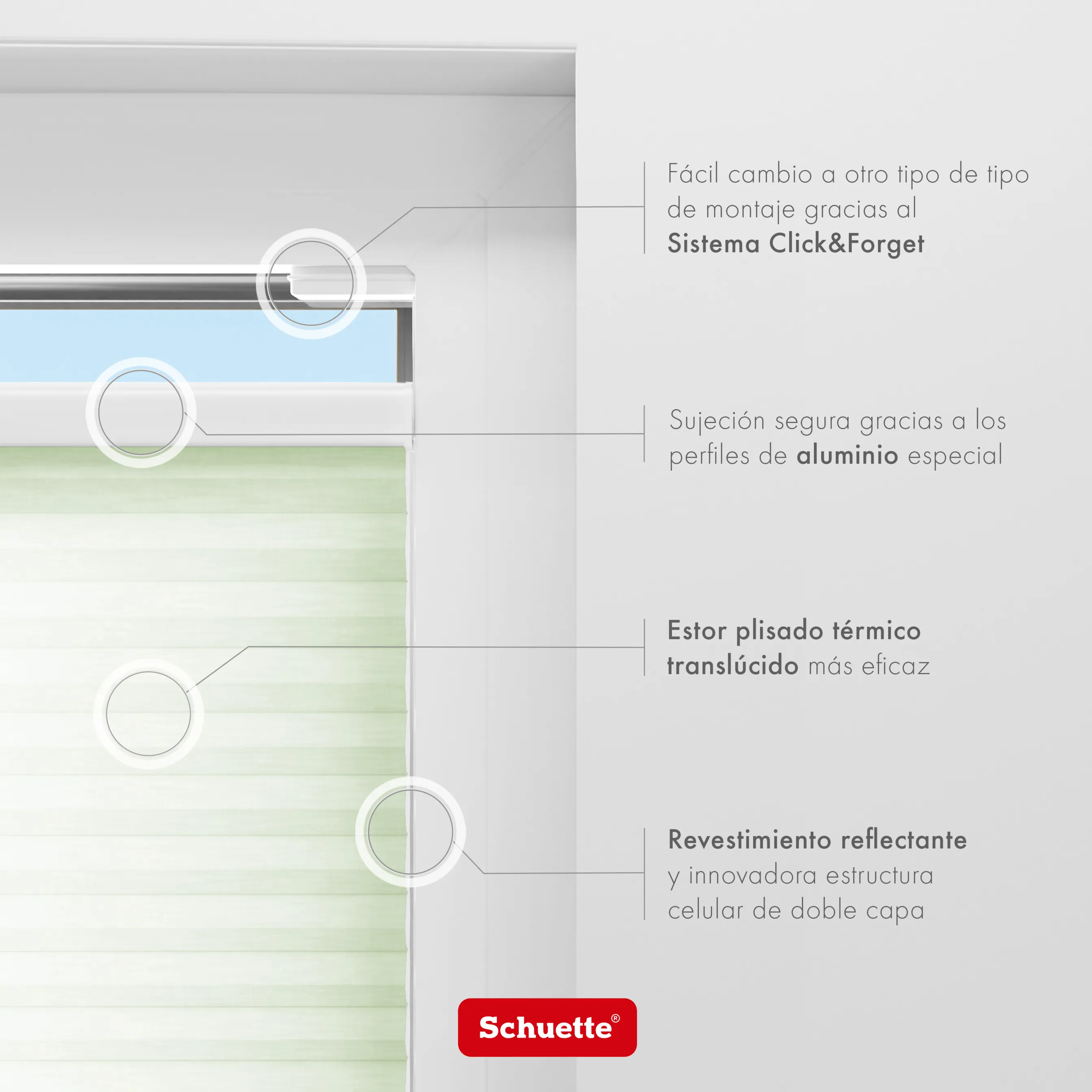 Schuette® Wabenplissee mit Bohren nach Maß • Suprafix "Double 2in1" Schraub- & Klemmhalter • Thermo x Honey Kollektion: Let’s Matcha! (Pastellgrün) • Profilfarbe: Anthrazit