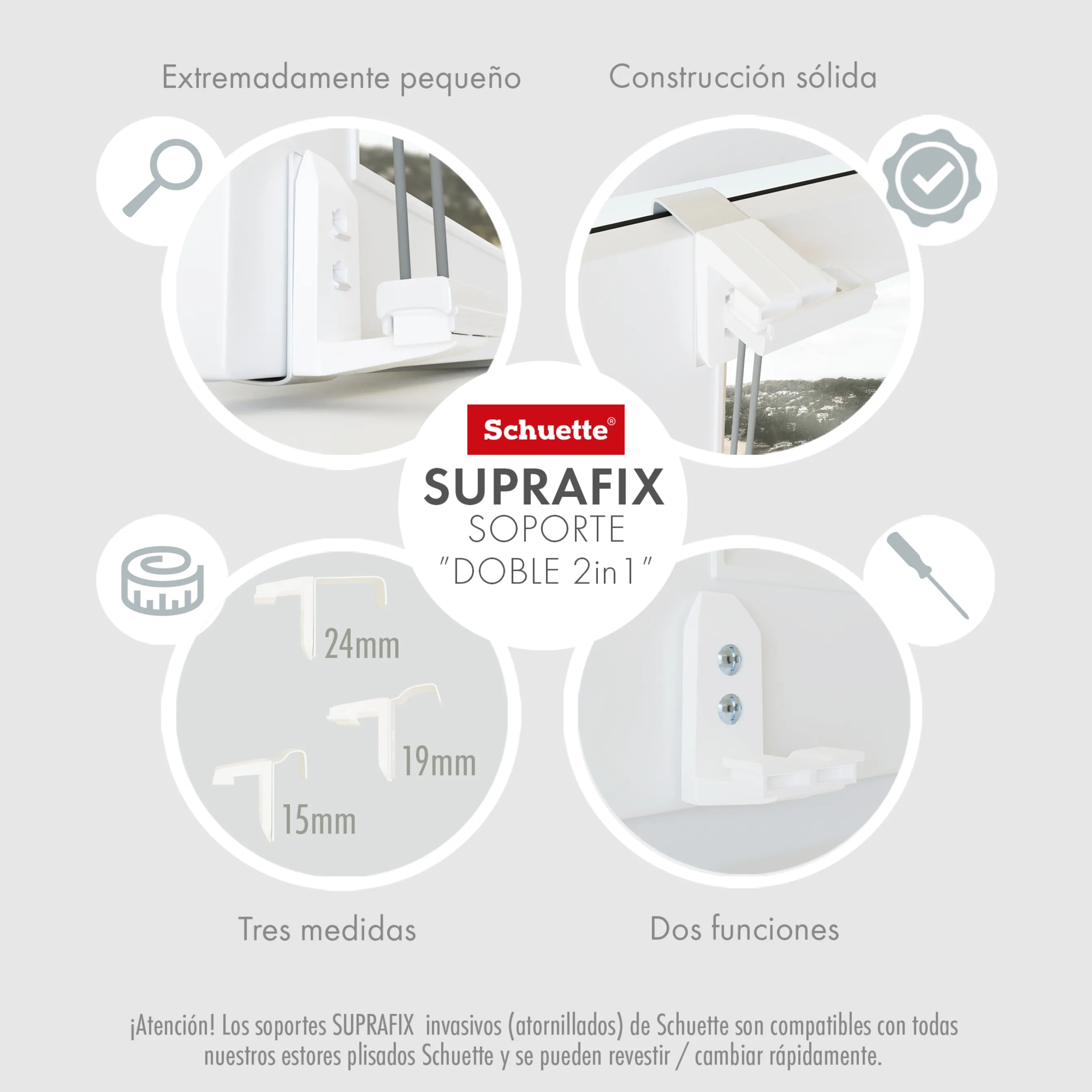 Schuette® Plissee mit Bohren nach Maß • Suprafix "Double 2in1" Schraub- & Klemmhalter • Thermo Kollektion: Sandstone (Beige) • Profilfarbe: Weiß