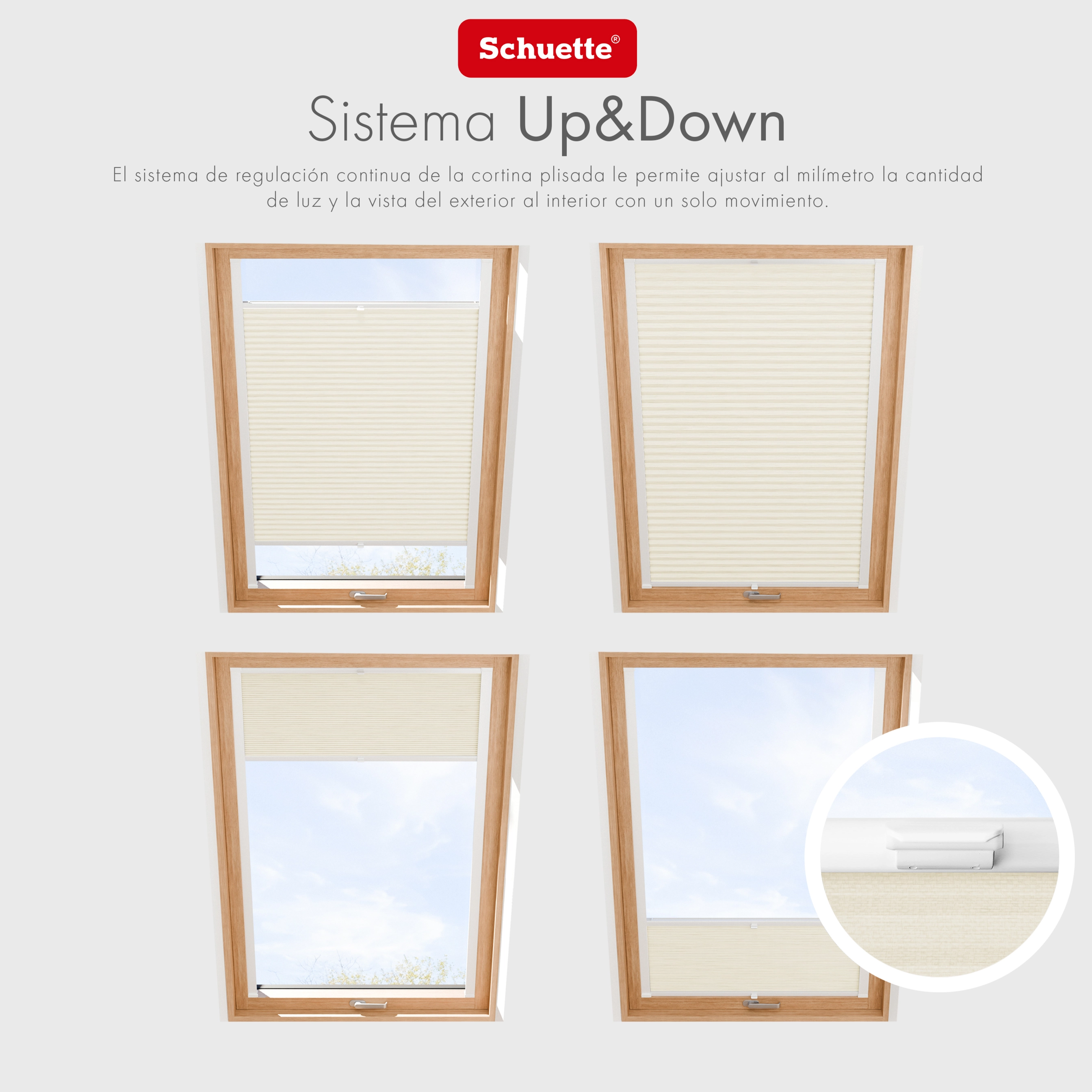 Schuette® Dachfenster Plissee nach Maß • Dolomite Kollektion: Vanilla Sky (Beige) • Profilfarbe: Weiß