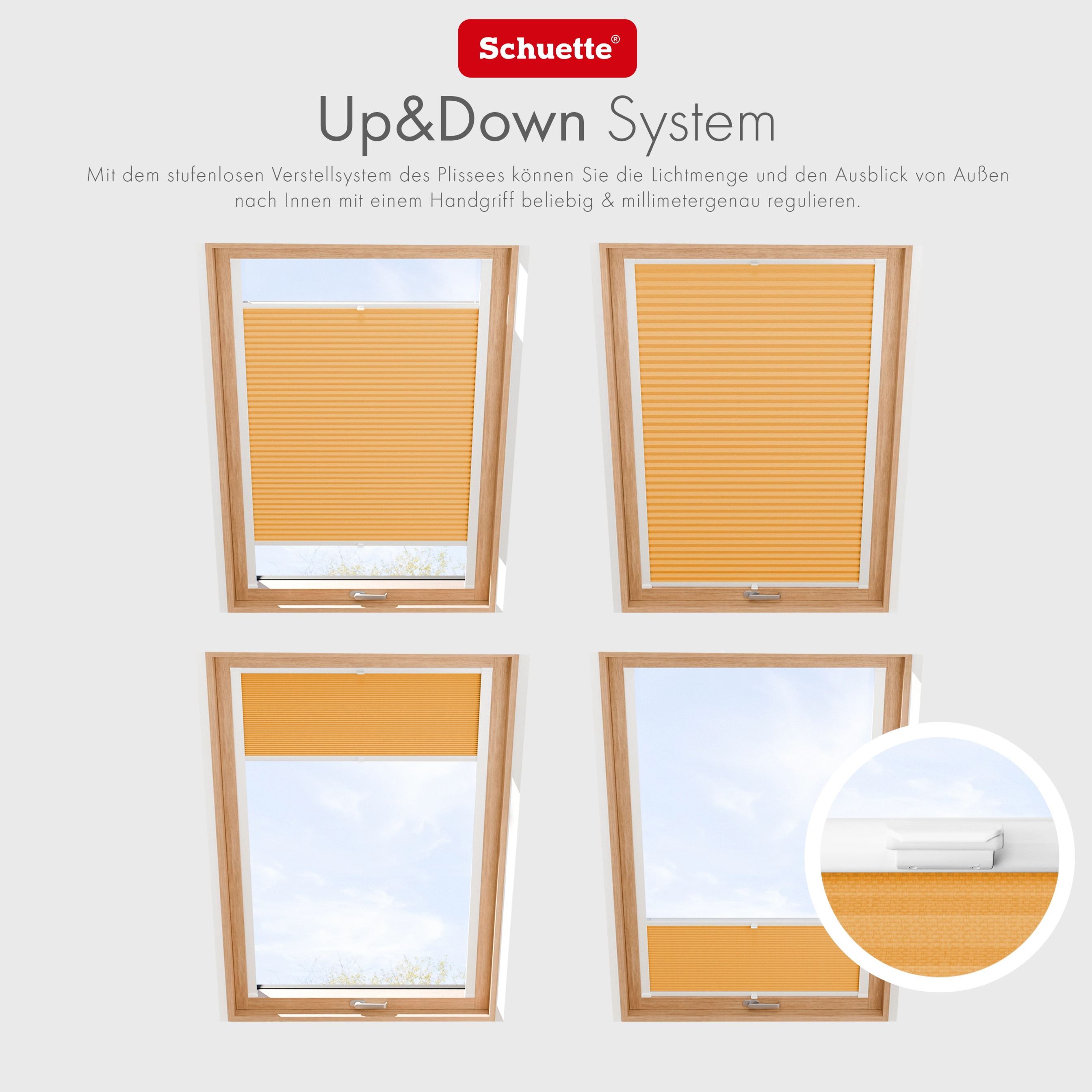 Schuette® Dachfenster Wabenplissee nach Maß • Honey Kollektion: Citrus Glow (Orange) • Profilfarbe: Weiß
