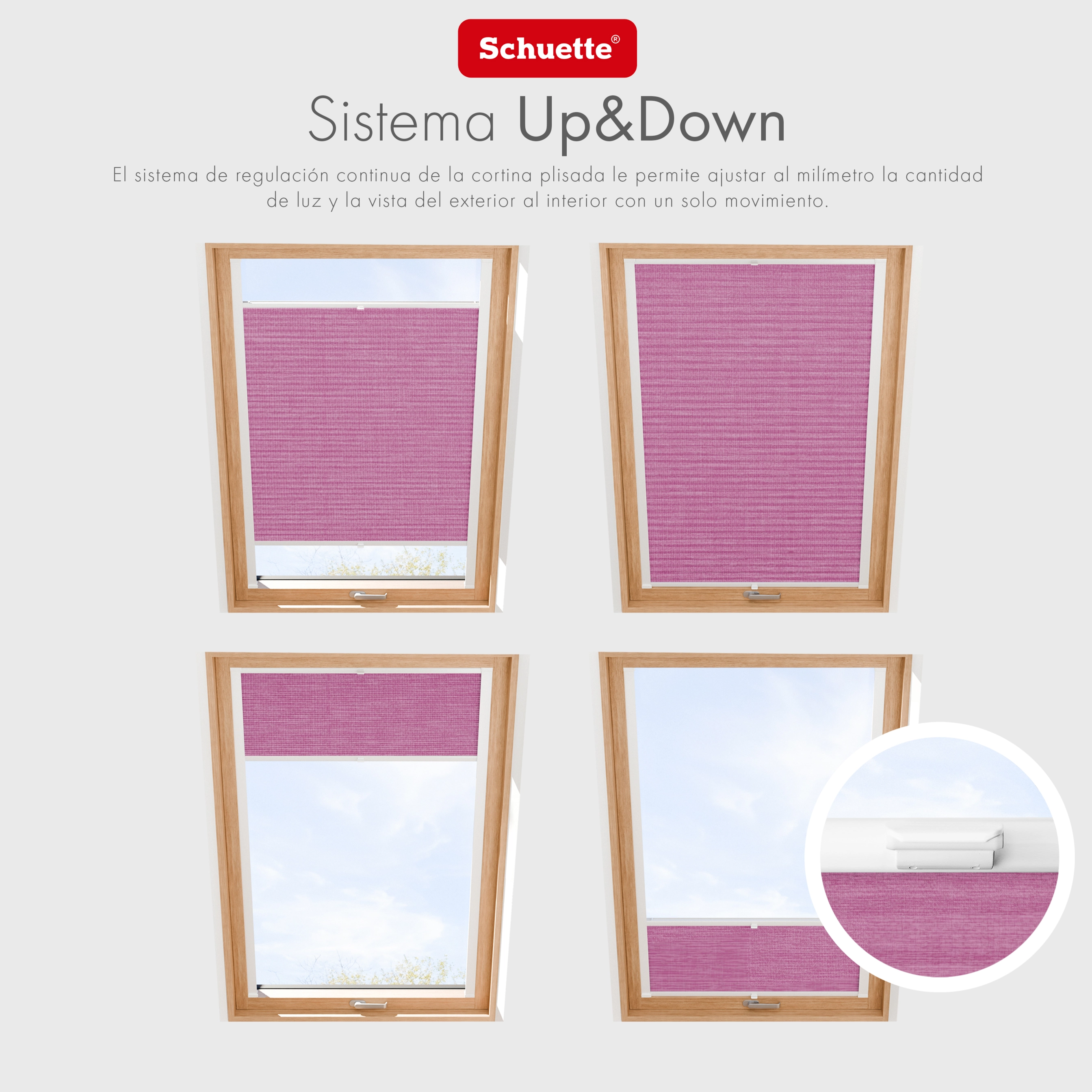 Schuette® Dachfenster Plissee nach Maß • Melange Kollektion: Magic Pink (Rosa) • Profilfarbe: Weiß