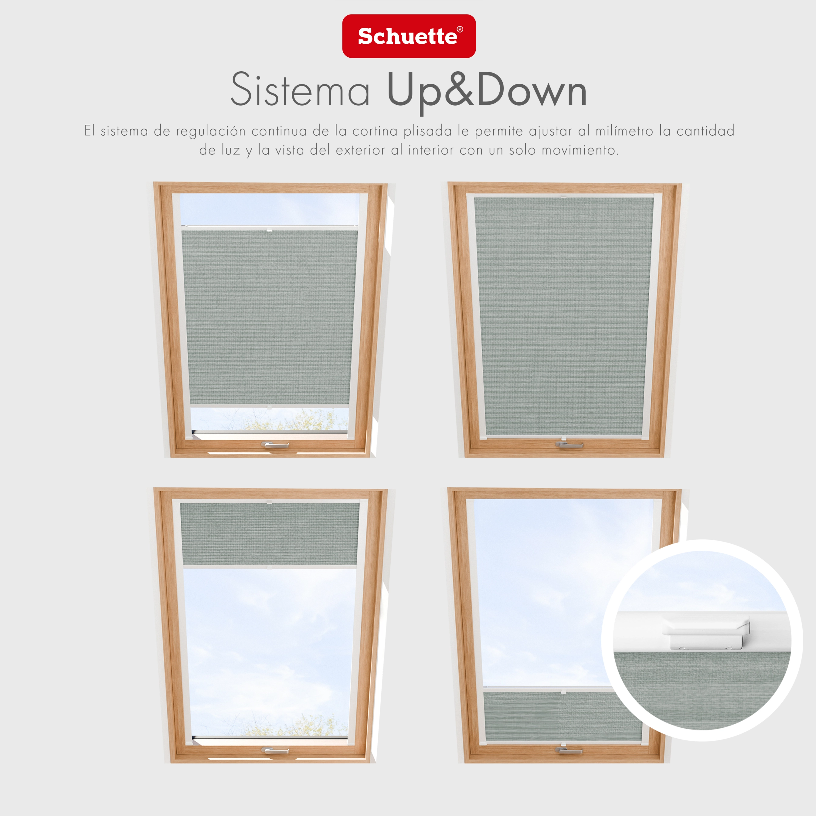 Schuette® Dachfenster Plissee nach Maß • Melange Kollektion: On The Road (Grau) • Profilfarbe: Weiß