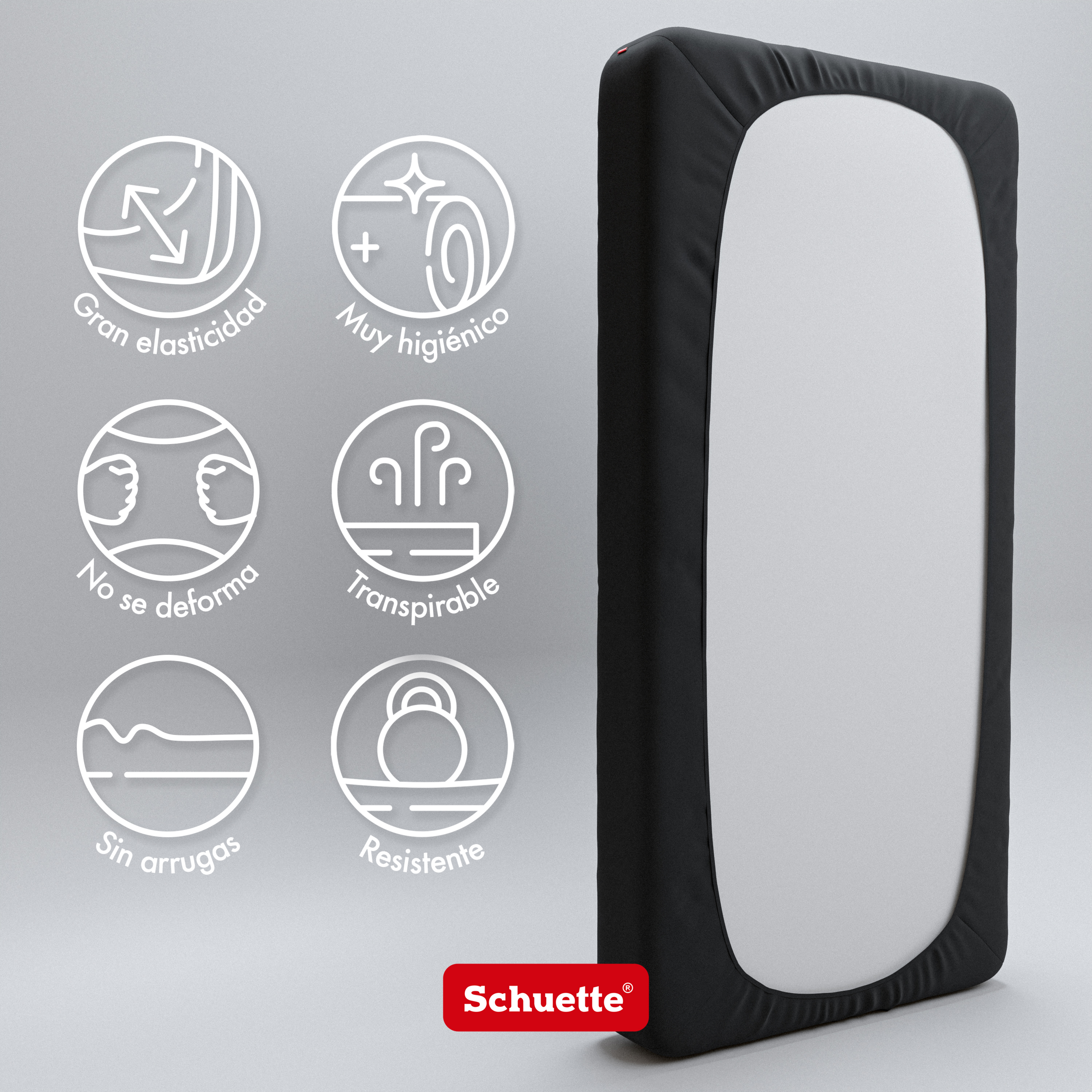 Schuette® Spannbettlaken • 180 x 200 • Wow! Kollektion: Beyond Black (Schwarz) • 100% Superfluff Baumwolle, Blickdicht, Faltenfrei • mit Rundumgummi • Matratzenhöhe bis 40 cm