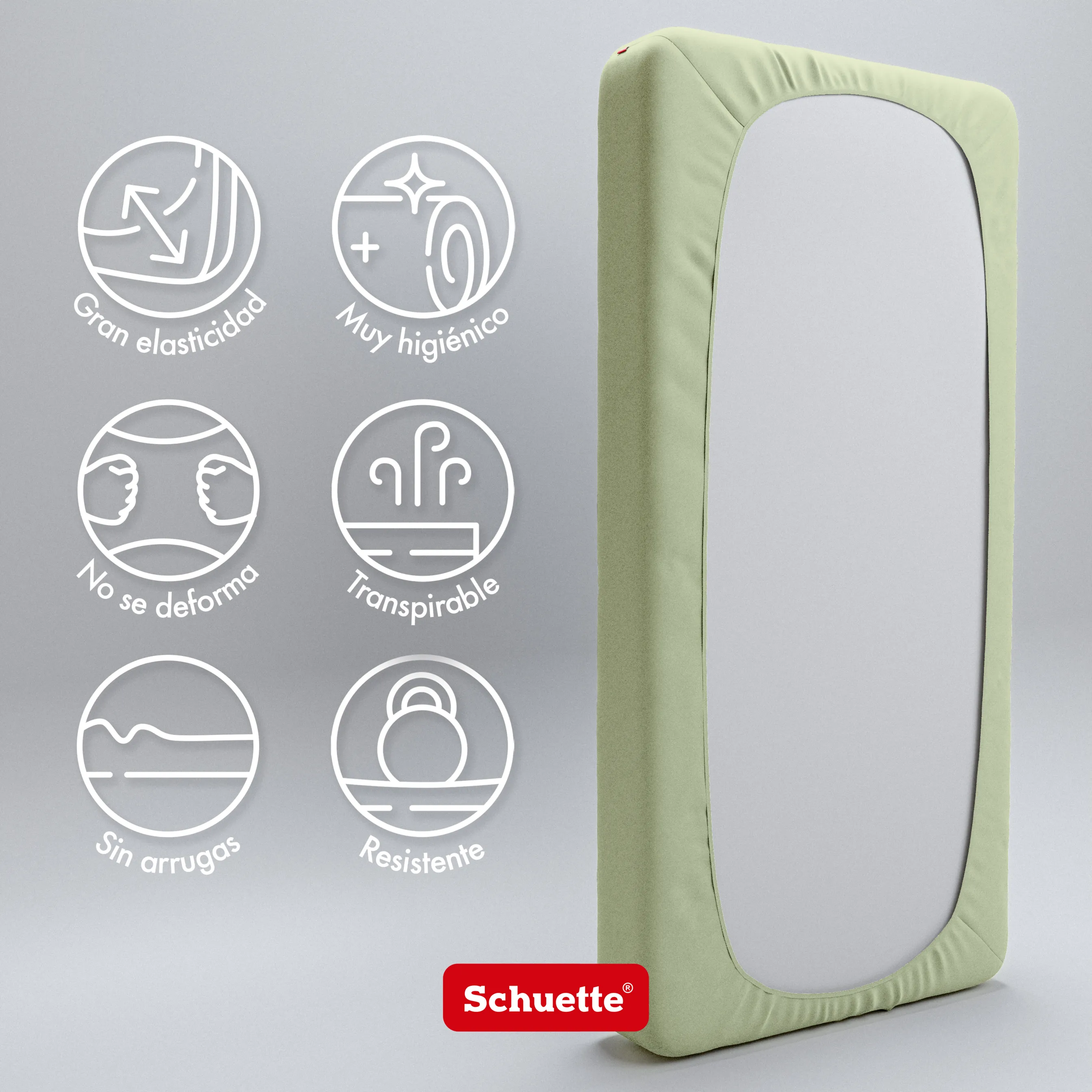 Schuette® Spannbettlaken • 120 x 200 • Wow! Kollektion: Pistachio Scoop (Pastellgrün) • 100% Superfluff Baumwolle, Blickdicht, Faltenfrei • mit Rundumgummi • Matratzenhöhe bis 20 cm