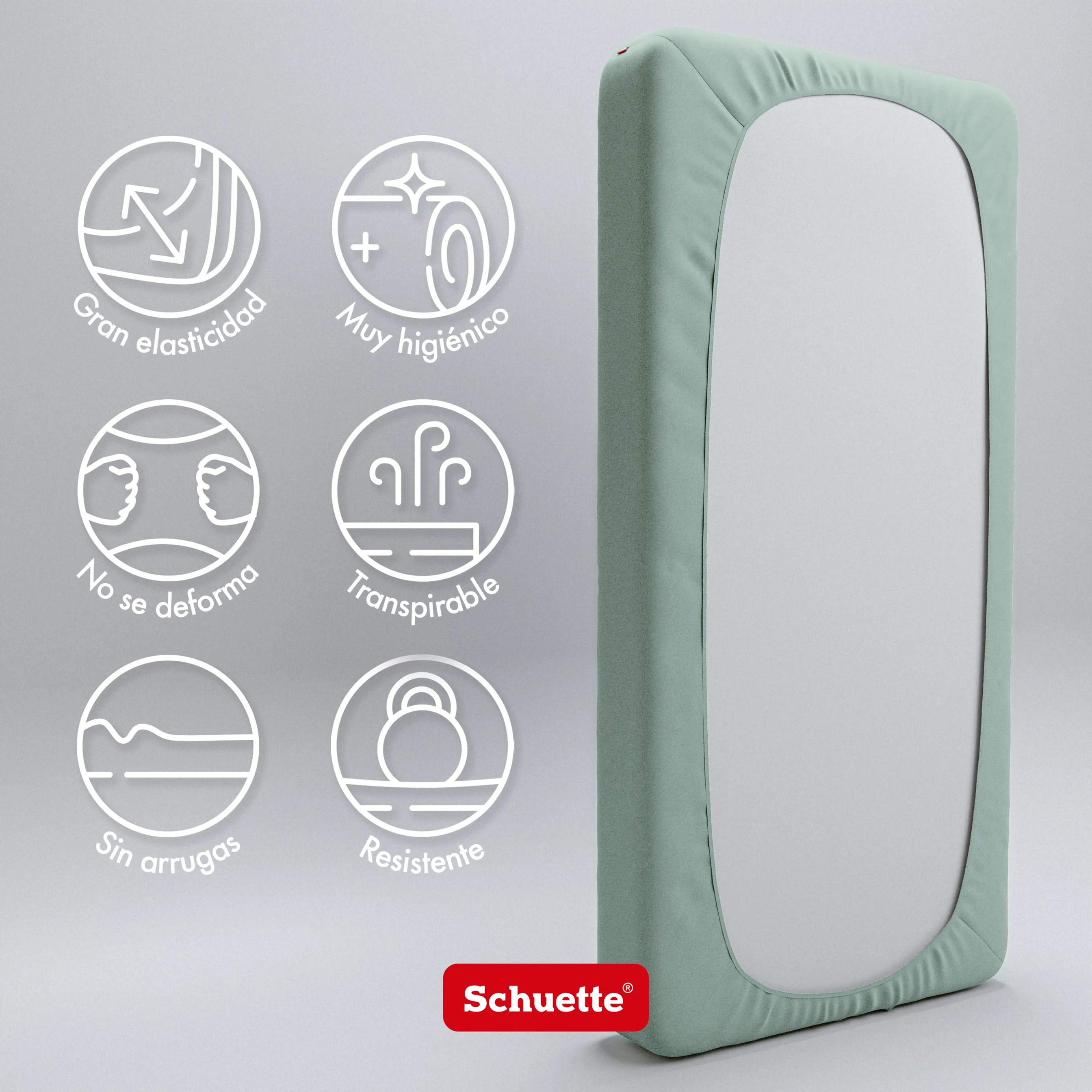 Schuette® Topper Spannbettlaken • 120 x 200 • Wow! Kollektion: Élysées Macarons (Grüngrau) • 100% Superfluff Baumwolle, Blickdicht, Faltenfrei • mit Rundumgummi • Matratzenhöhe bis 10 cm