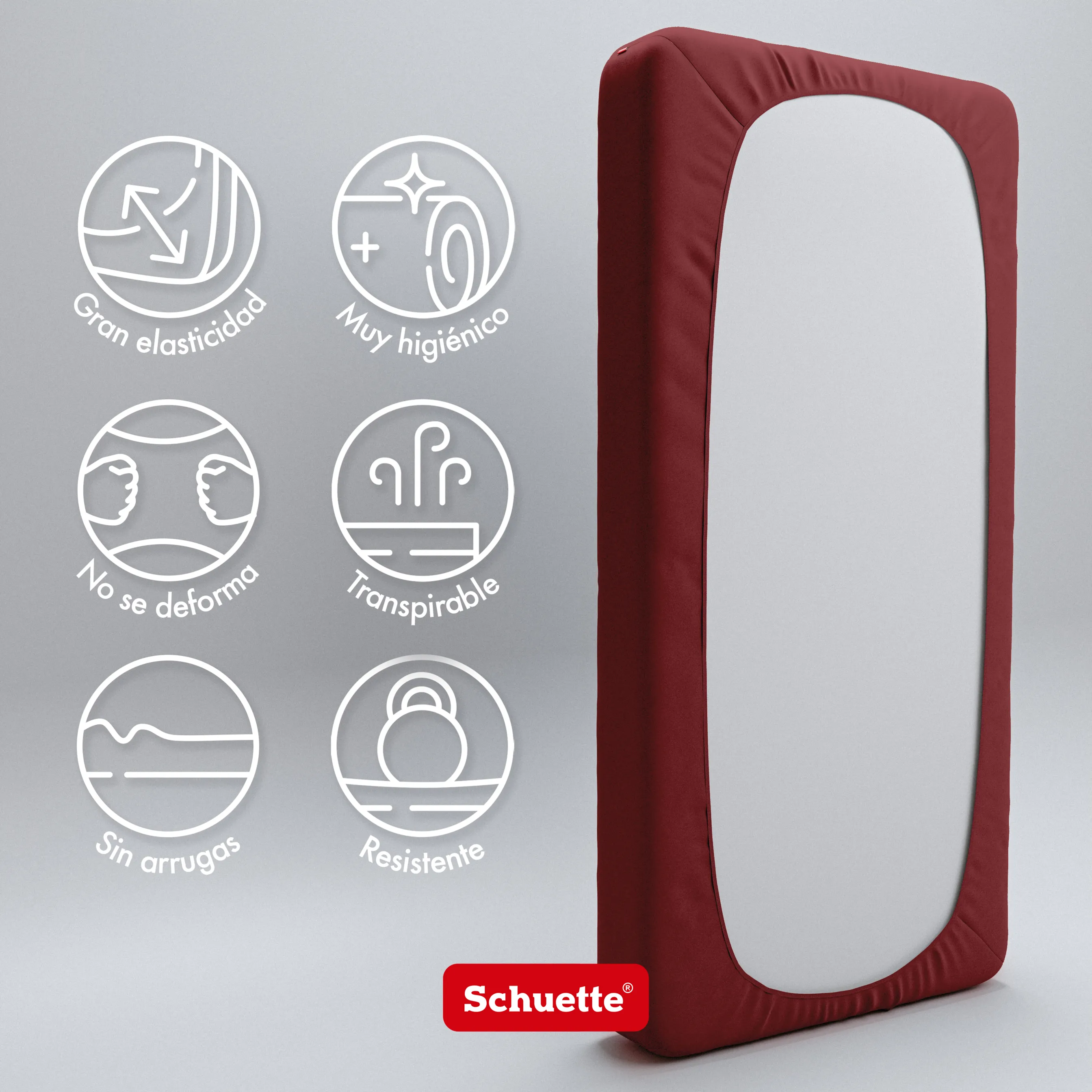 Schuette® Spannbettlaken • 180 x 200 • Wow! Kollektion: Big Apple (Burgunderrot) • 100% Superfluff Baumwolle, Blickdicht, Faltenfrei • mit Rundumgummi • Matratzenhöhe bis 35 cm